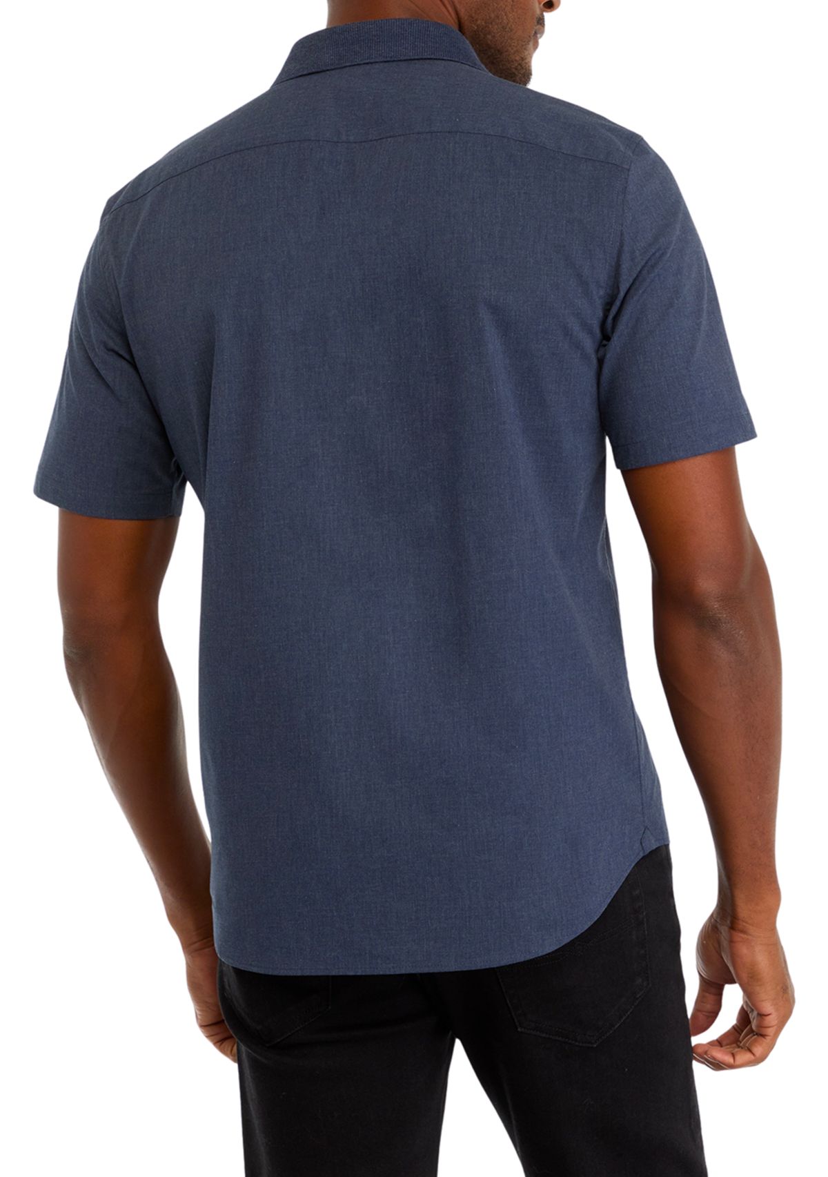 Heather Knit Collar Button Up Shirt 