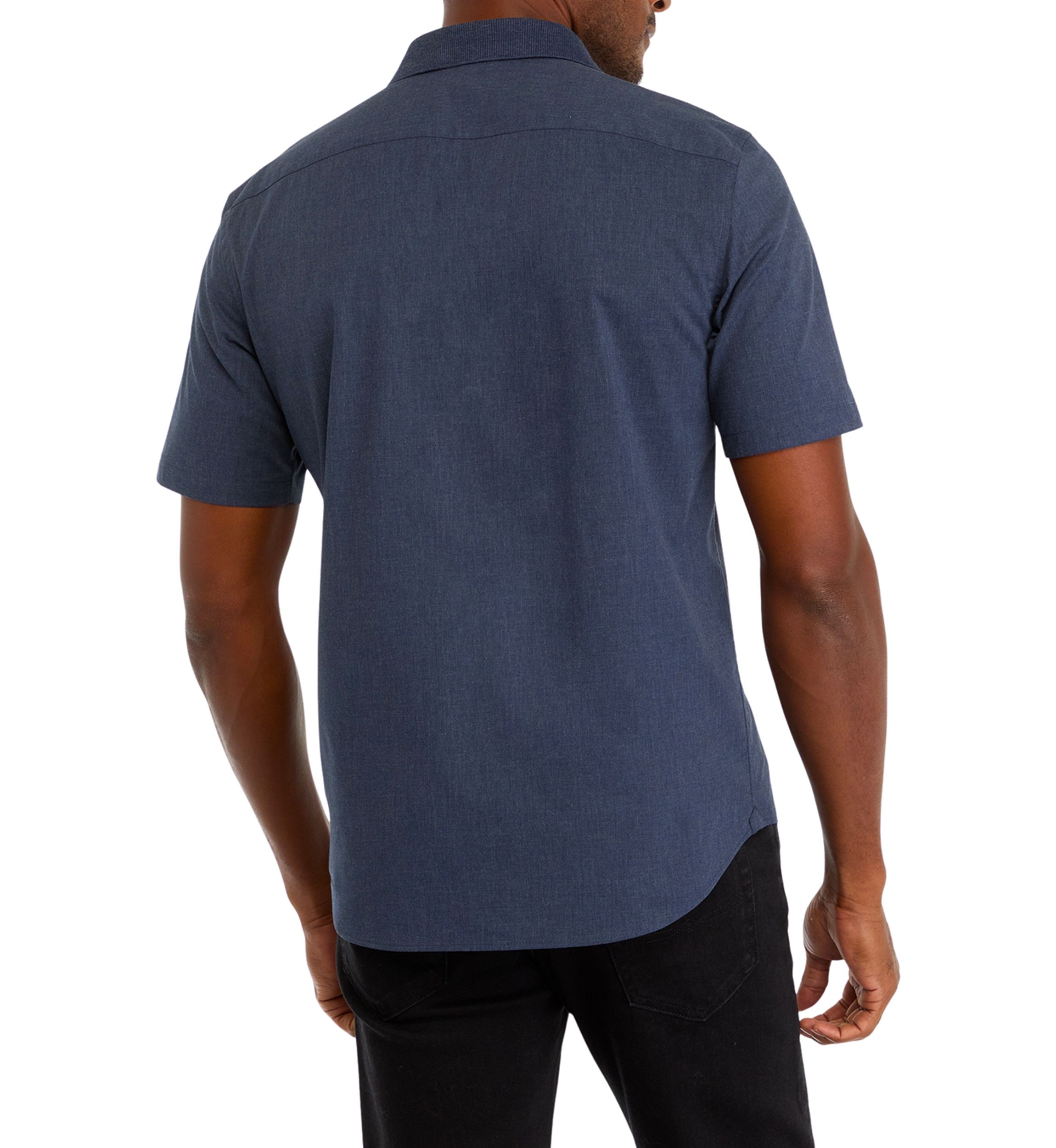 Heather Knit Collar Button Up Shirt 
