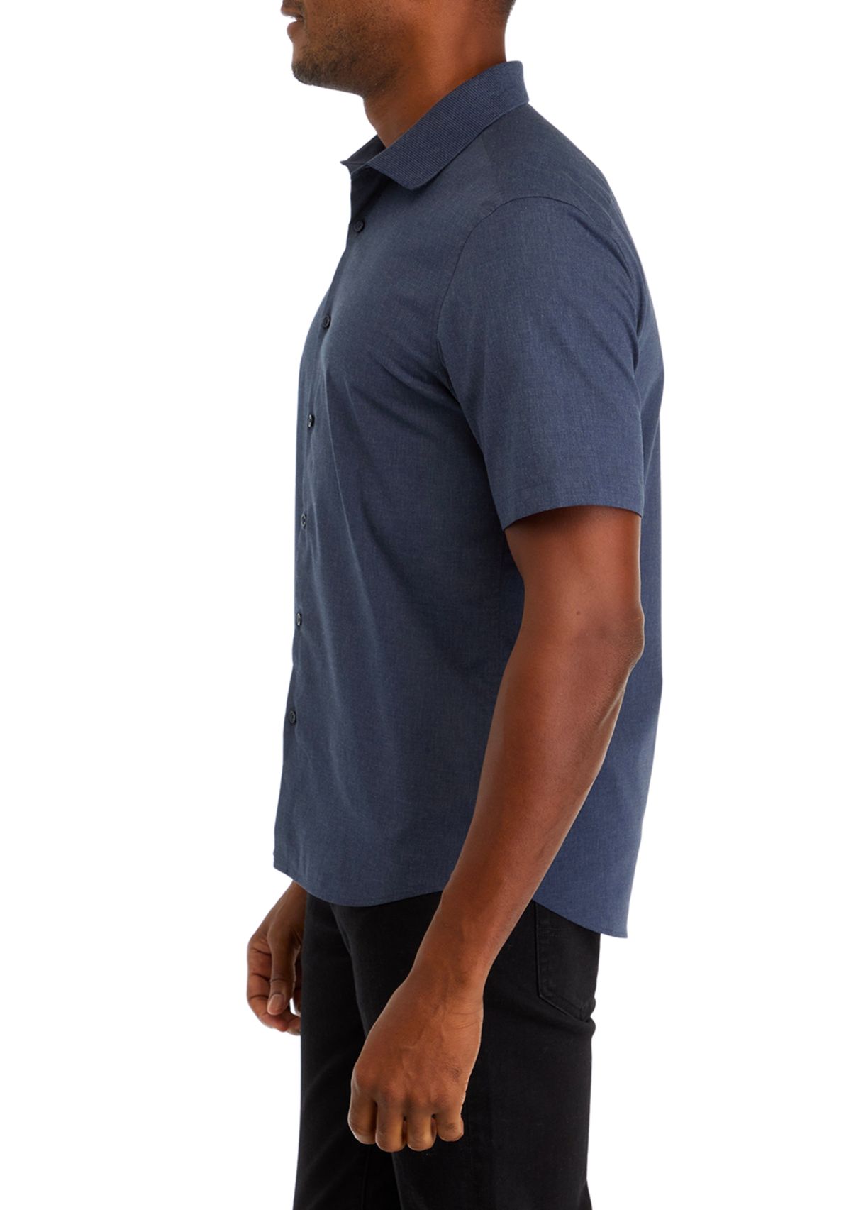 Heather Knit Collar Button Up Shirt 