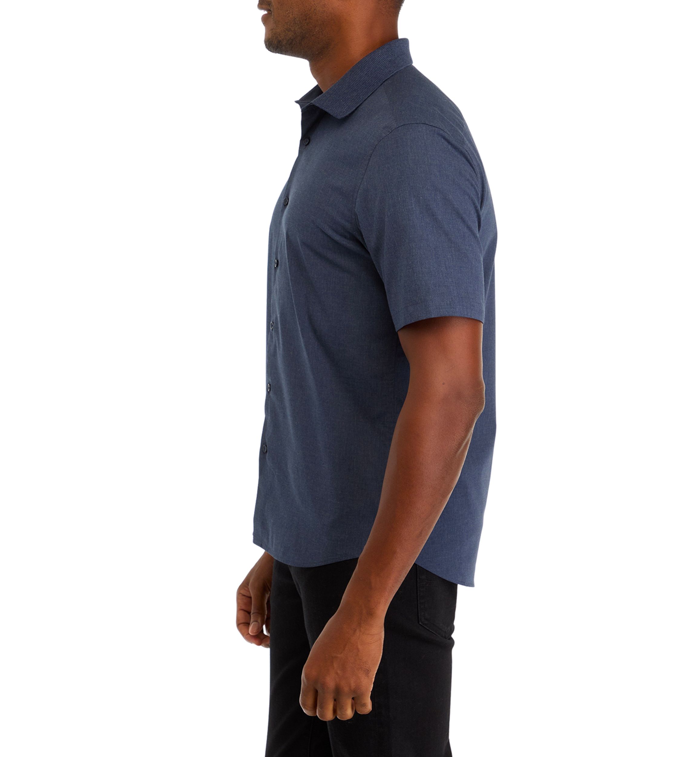 Heather Knit Collar Button Up Shirt 