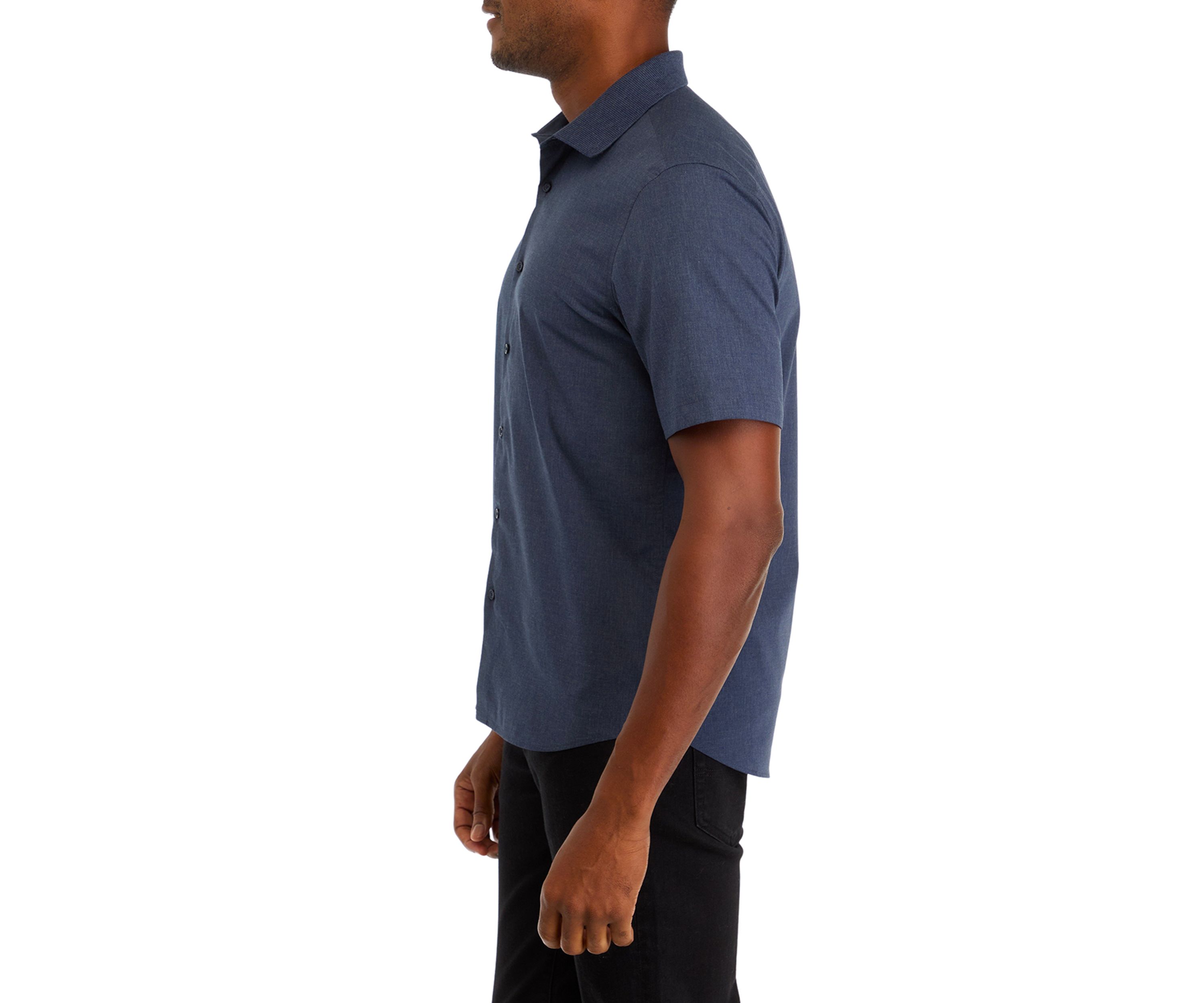 Heather Knit Collar Button Up Shirt 