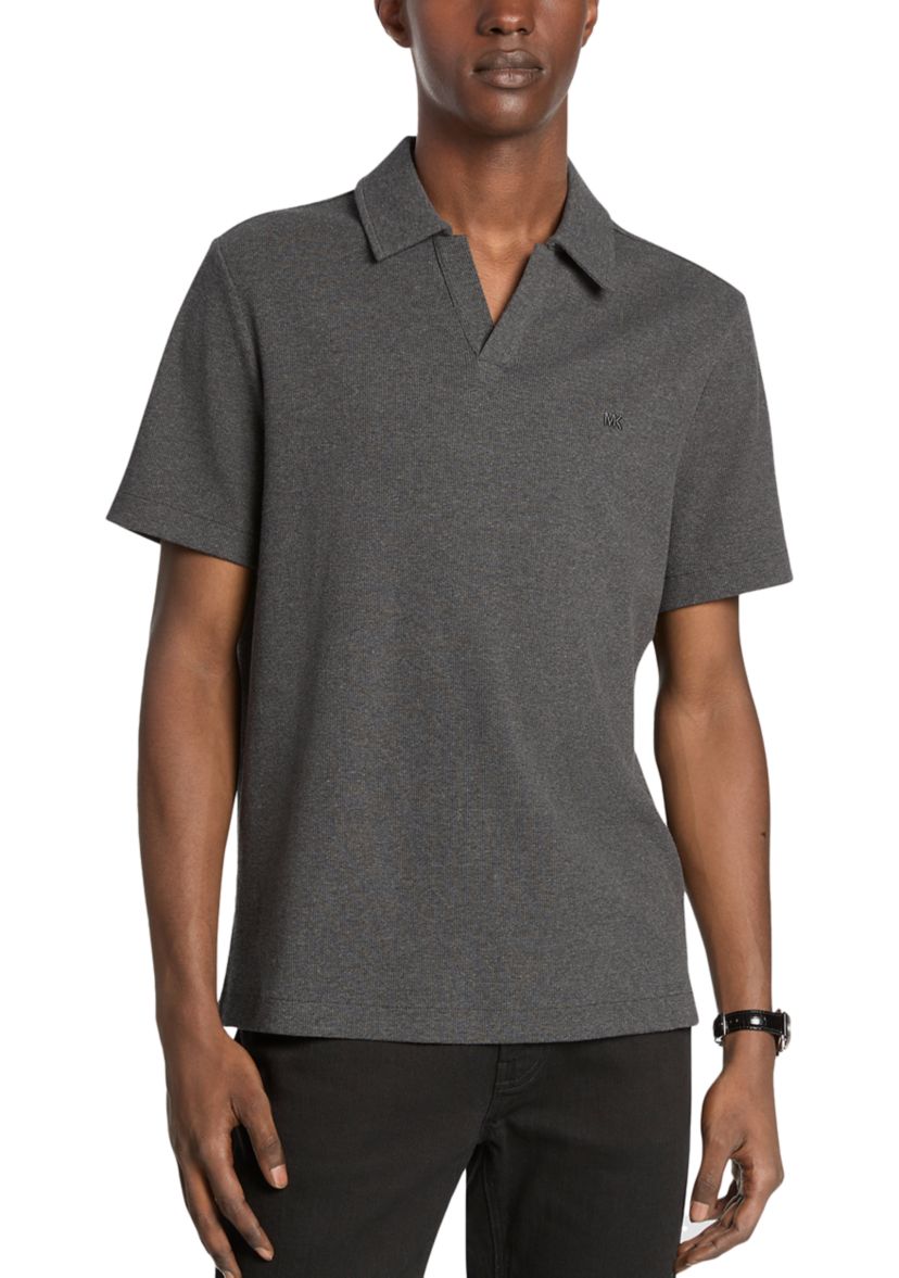 Mens Textured Johnny Collar Shirt