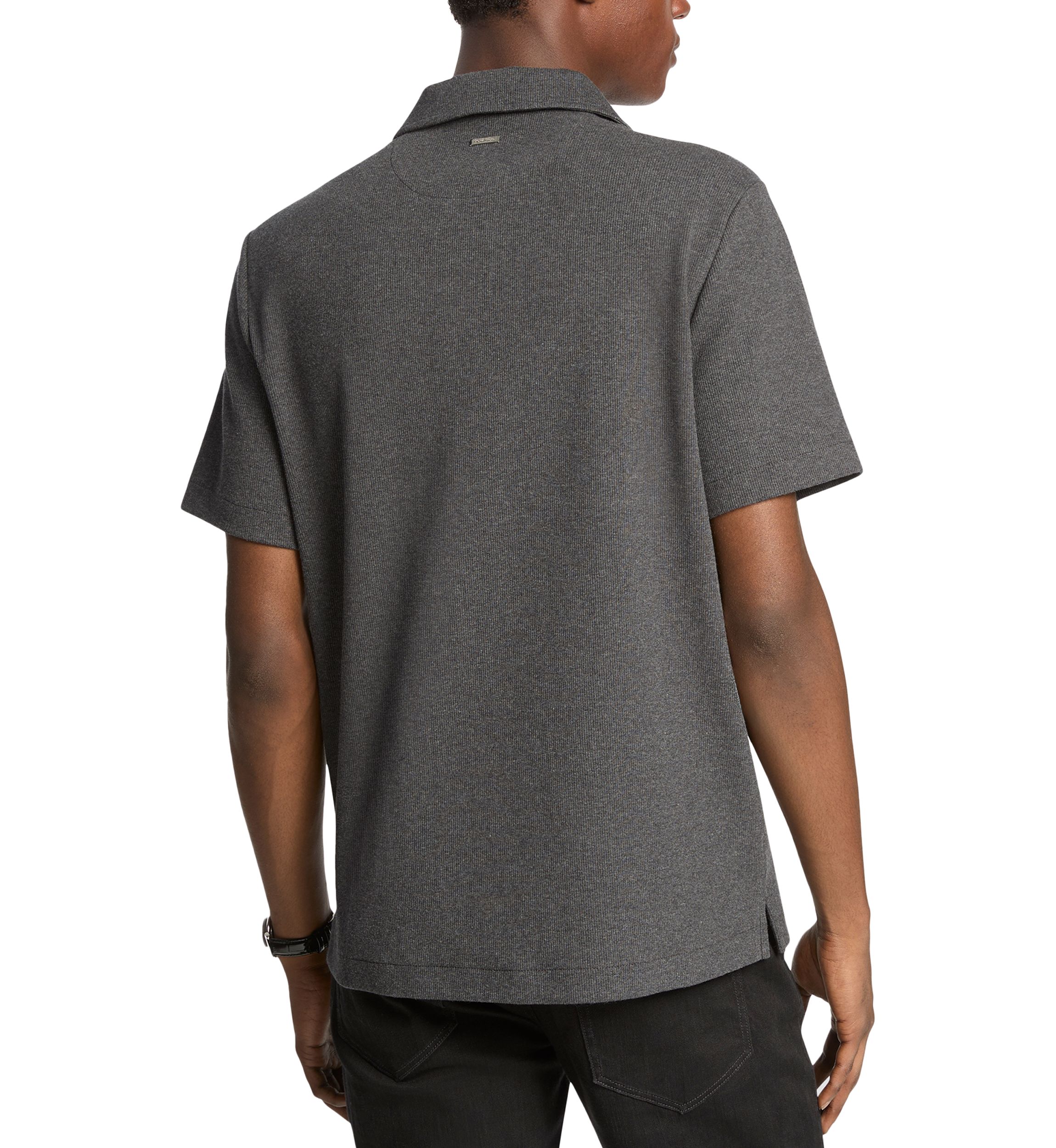 Mens Textured Johnny Collar Shirt