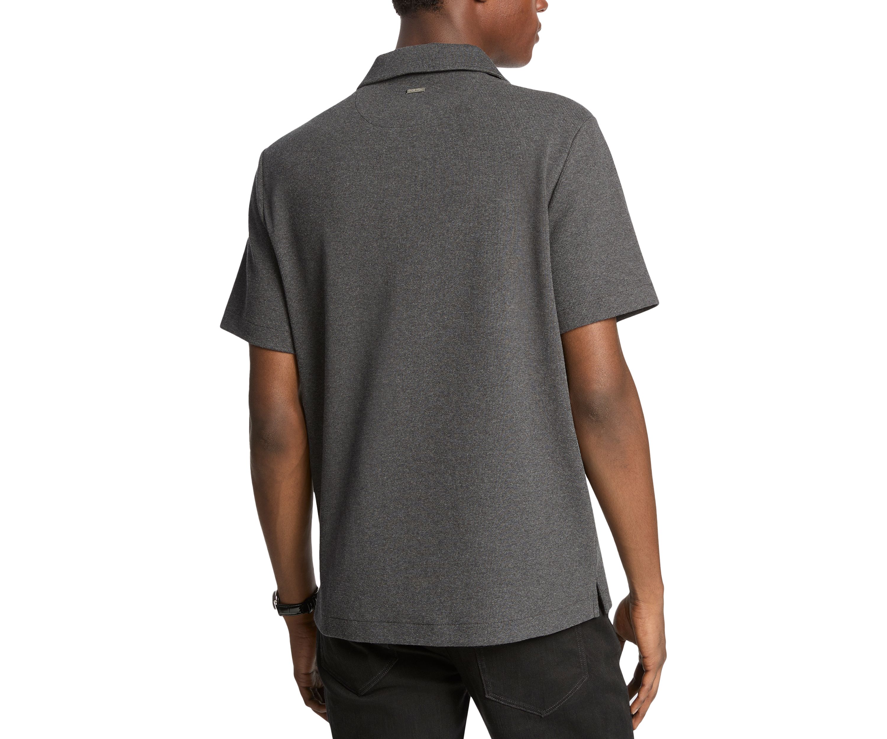 Mens Textured Johnny Collar Shirt