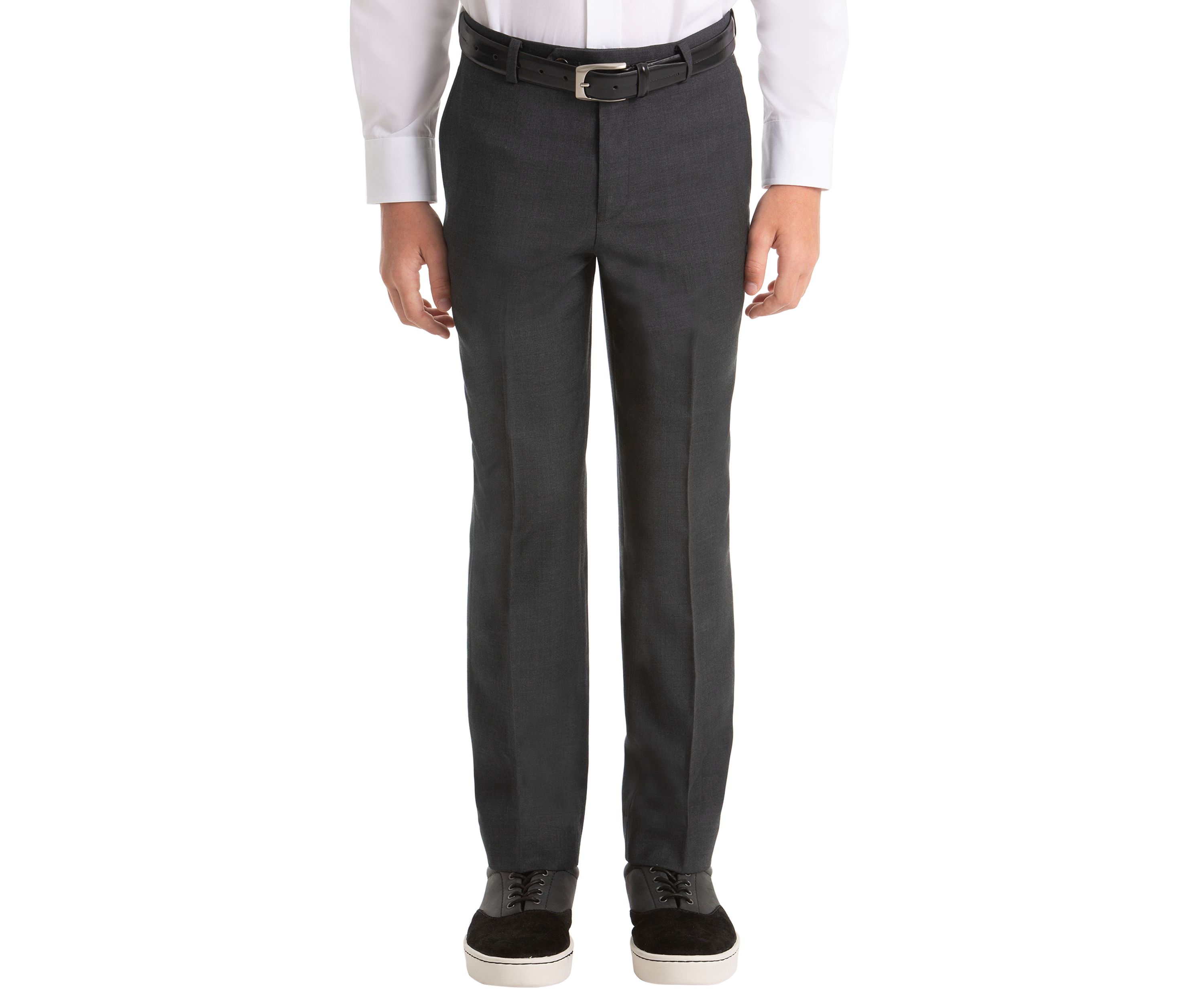 Boys 8-20 Gray Plain Wool Straight Pants