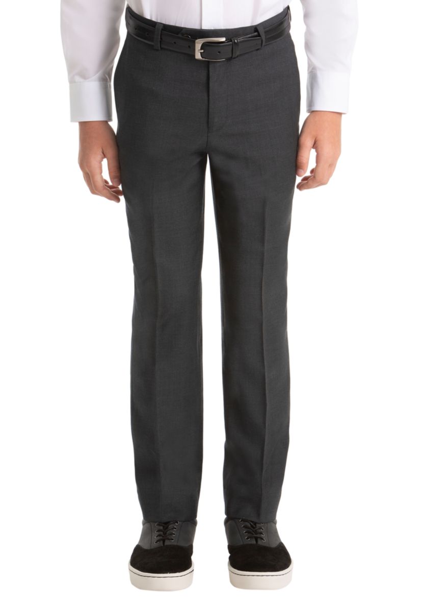 Boys 8-20 Gray Plain Wool Straight Pants