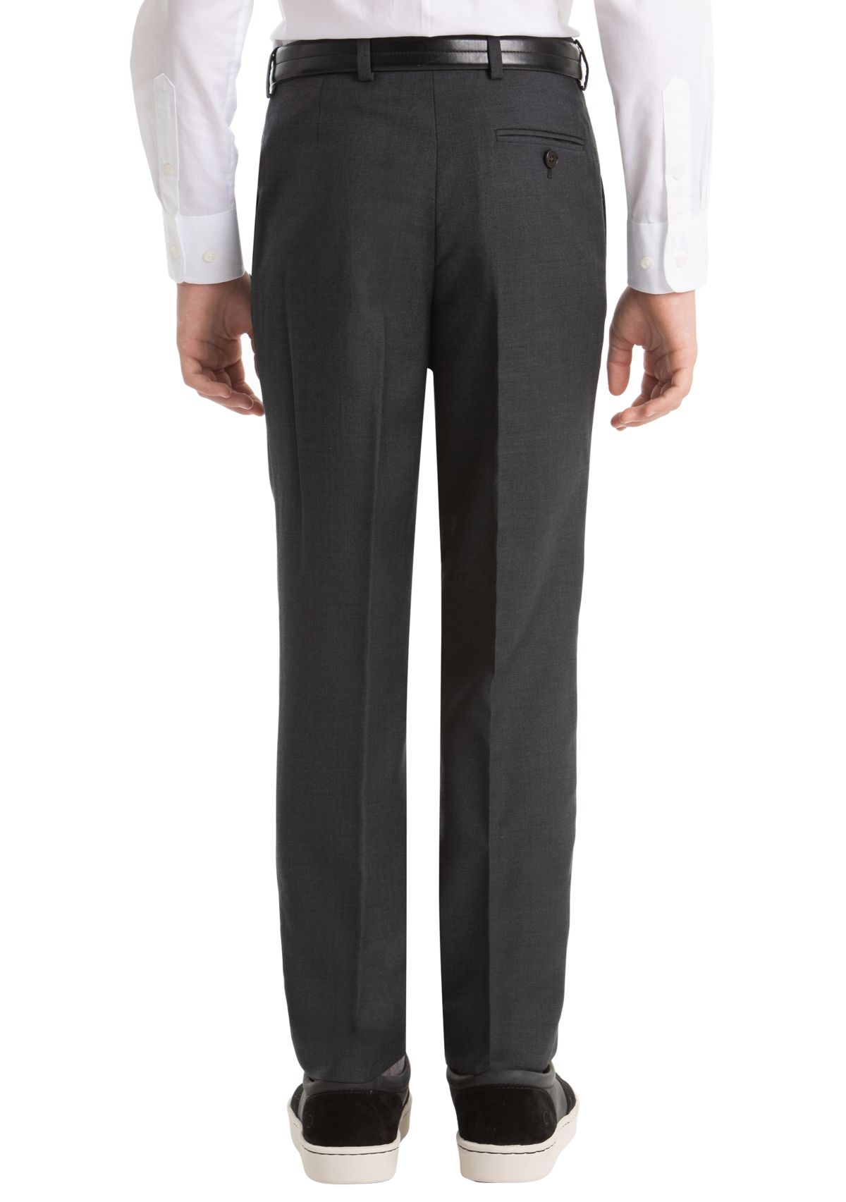 Boys 8-20 Gray Plain Wool Straight Pants