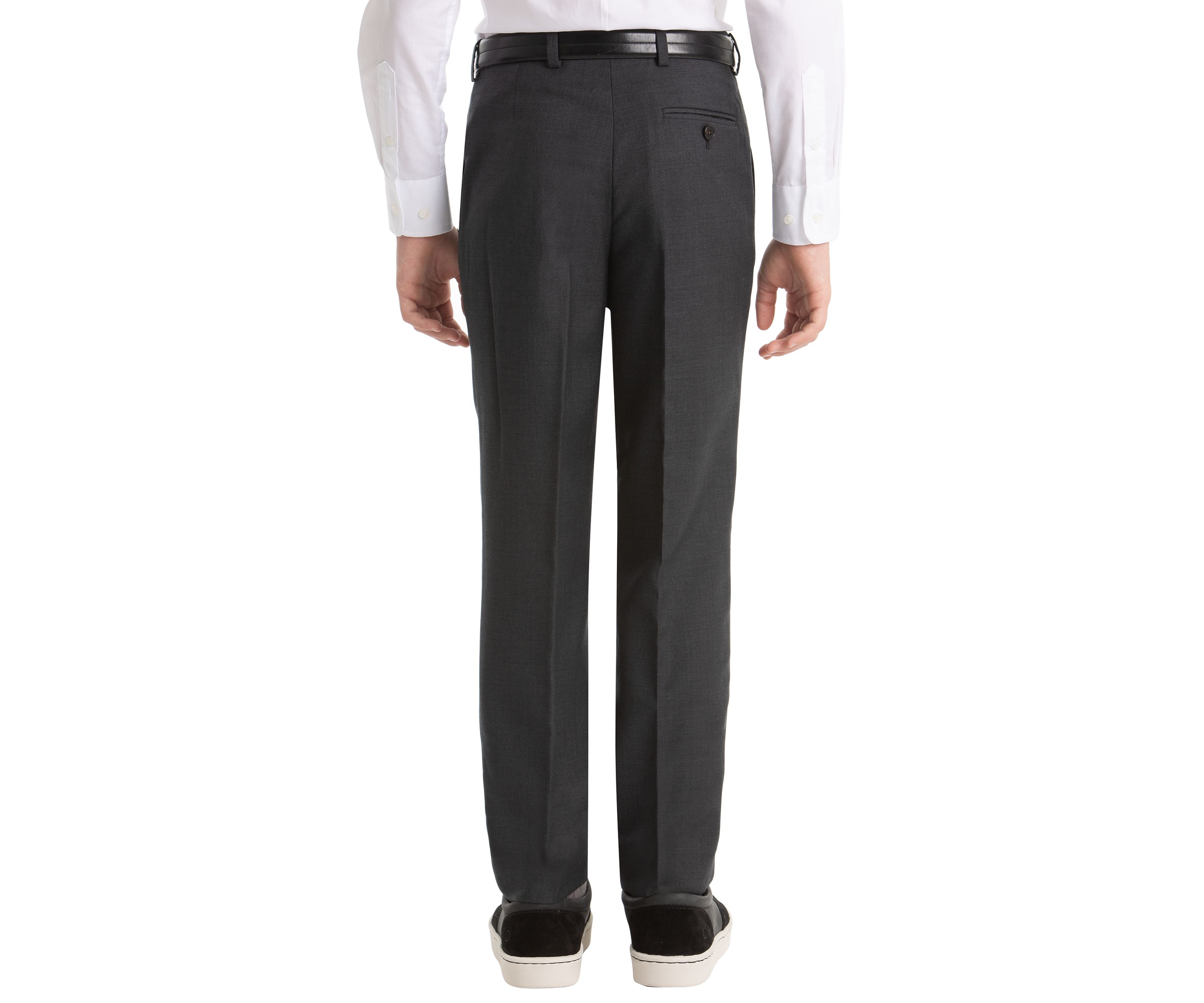 Boys 8-20 Gray Plain Wool Straight Pants