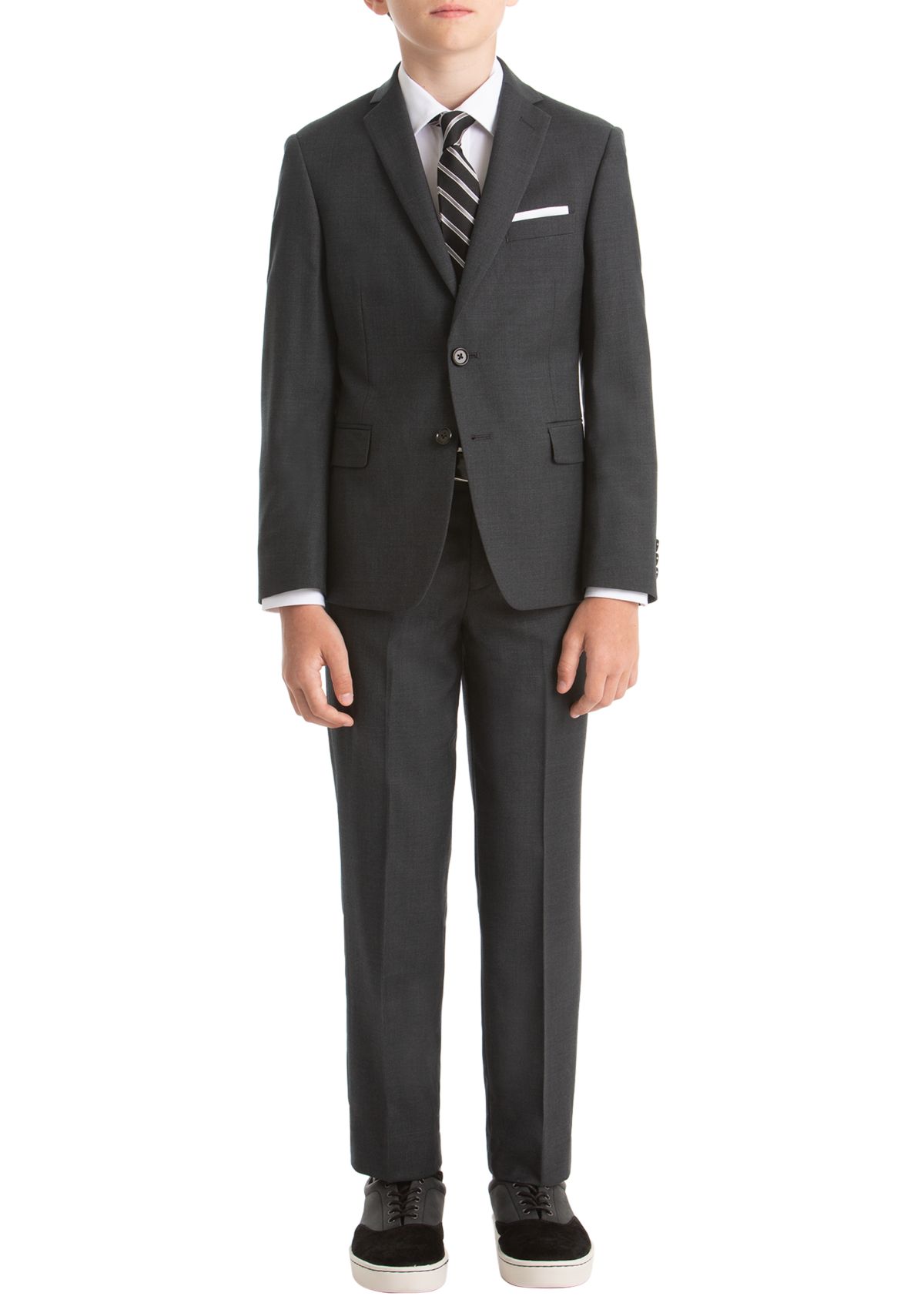 Boys 8-20 Gray Plain Wool Straight Pants