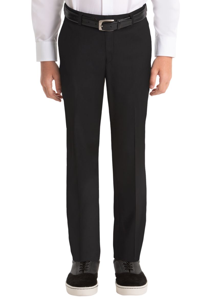 Boys 8-20 Plain Black Wool Straight Pants