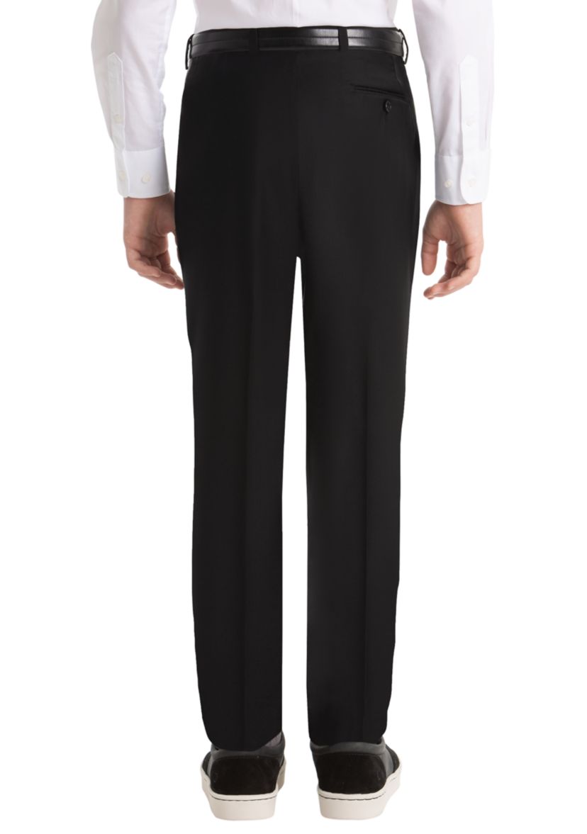 Boys 8-20 Plain Black Wool Straight Pants