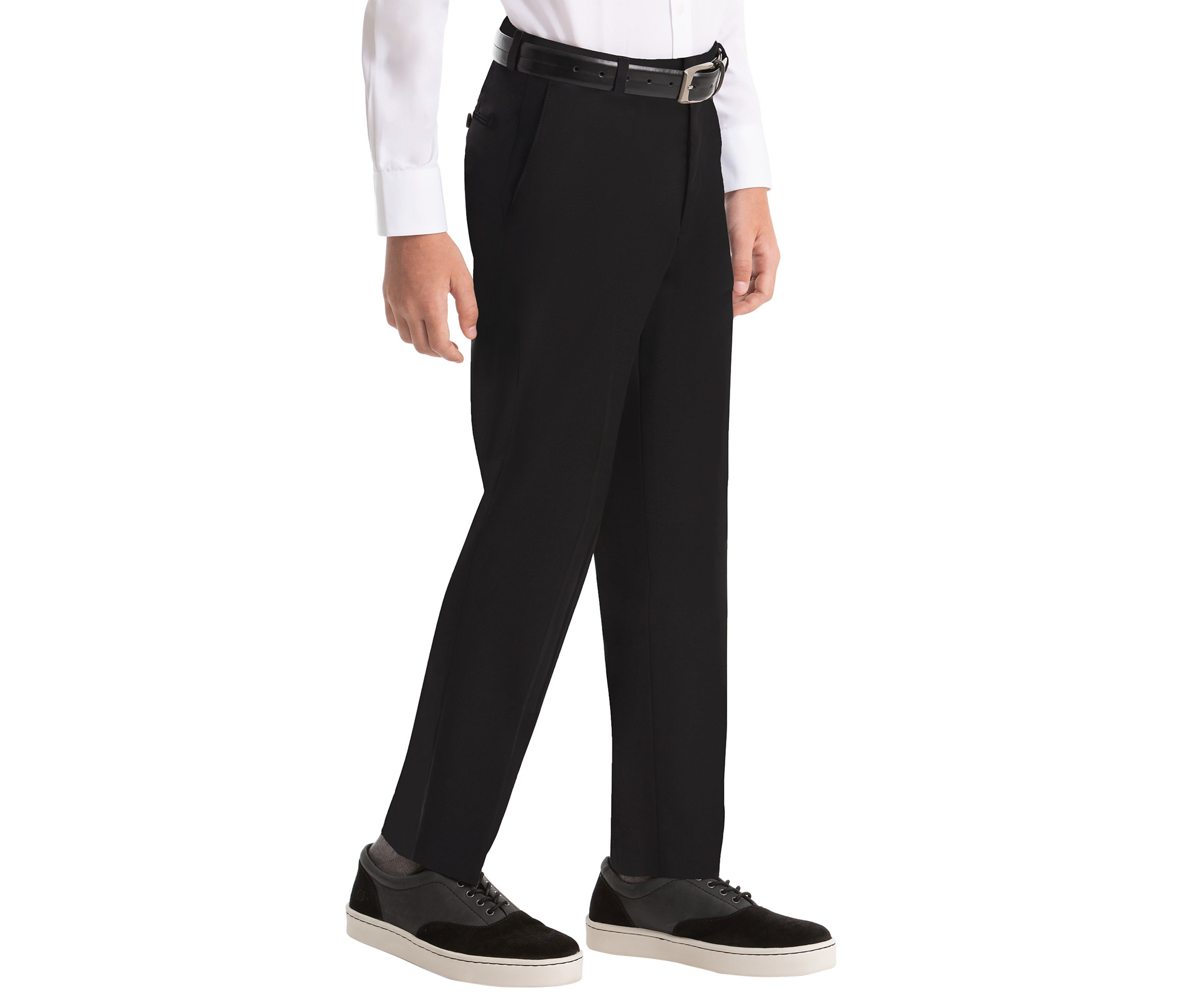Boys 8-20 Plain Black Wool Straight Pants