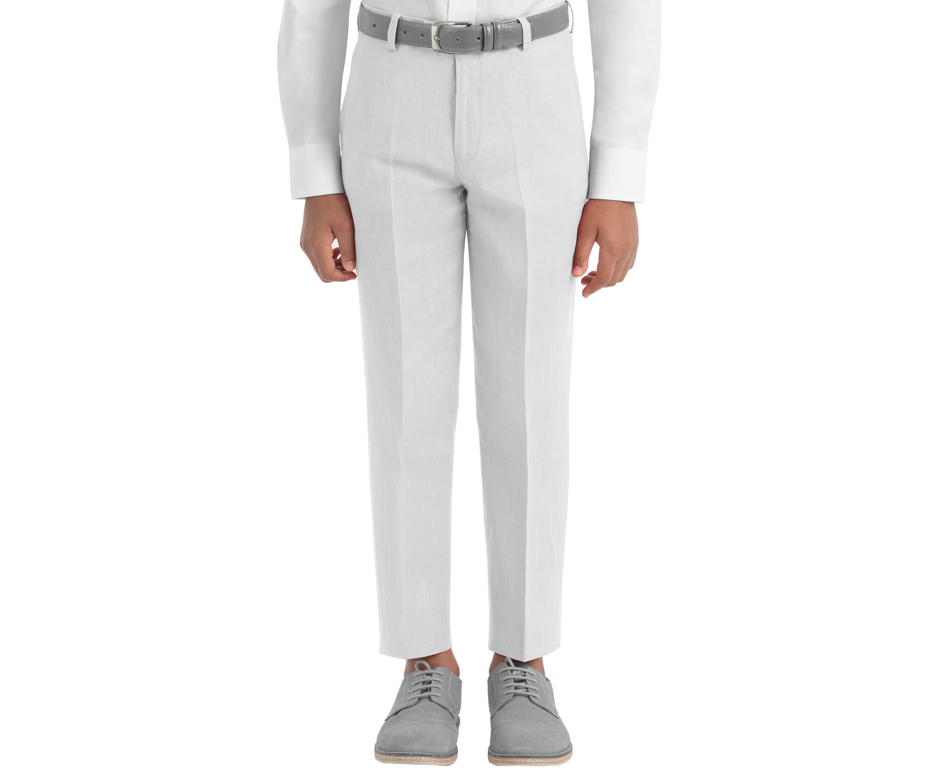 Boys 8-20 White Plain Linen Pants 