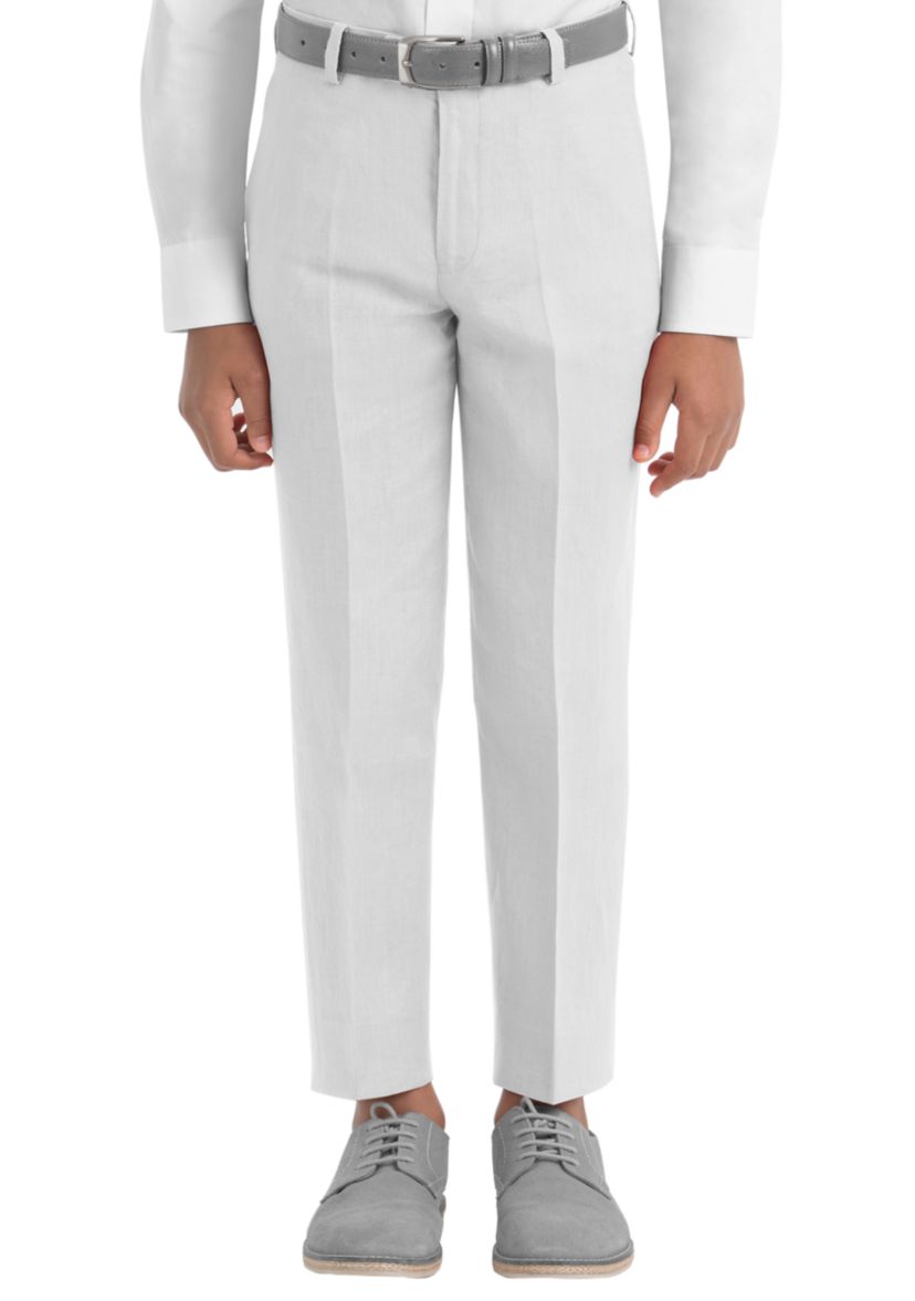 Boys 8-20 White Plain Linen Pants 