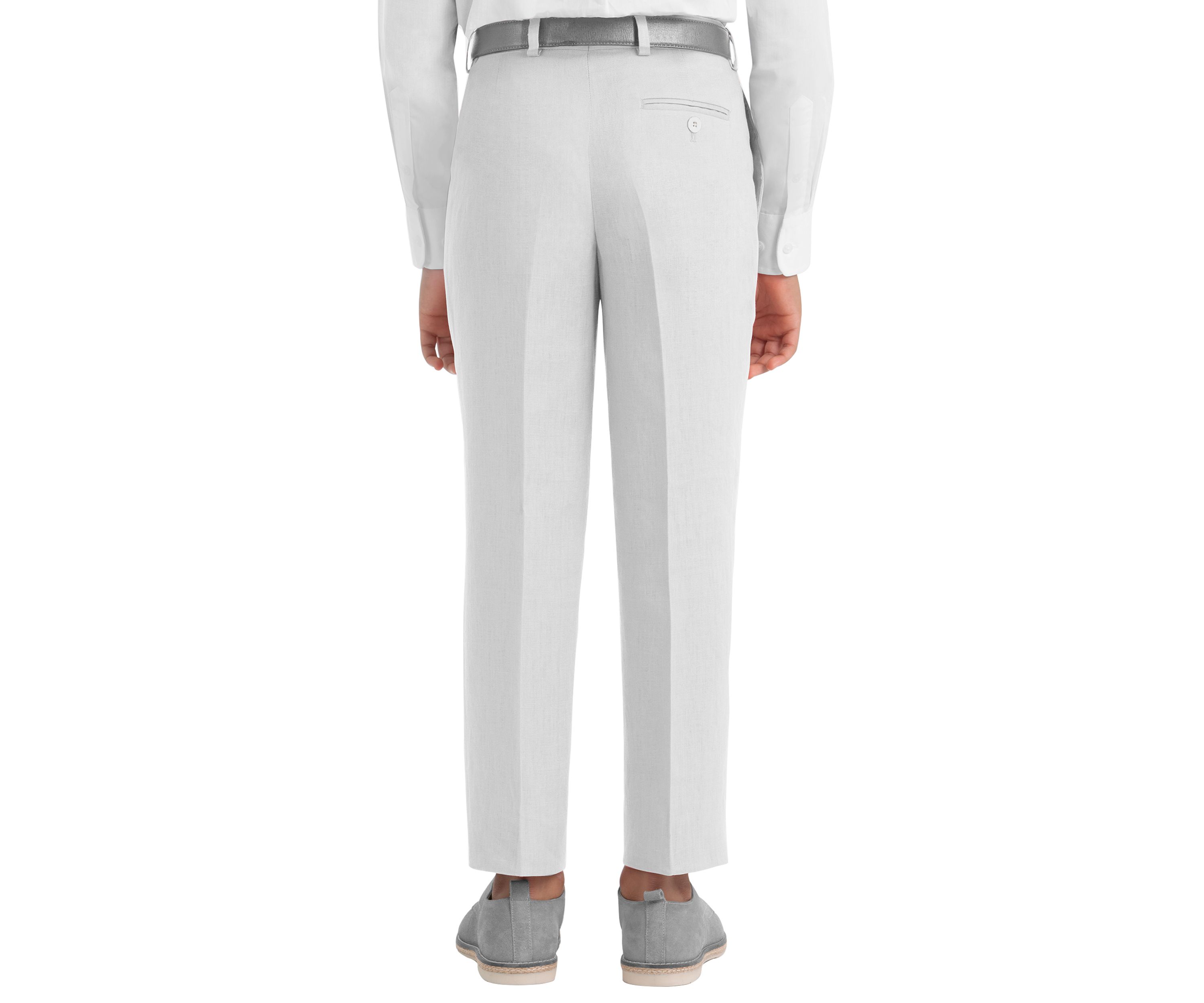 Boys 8-20 White Plain Linen Pants 