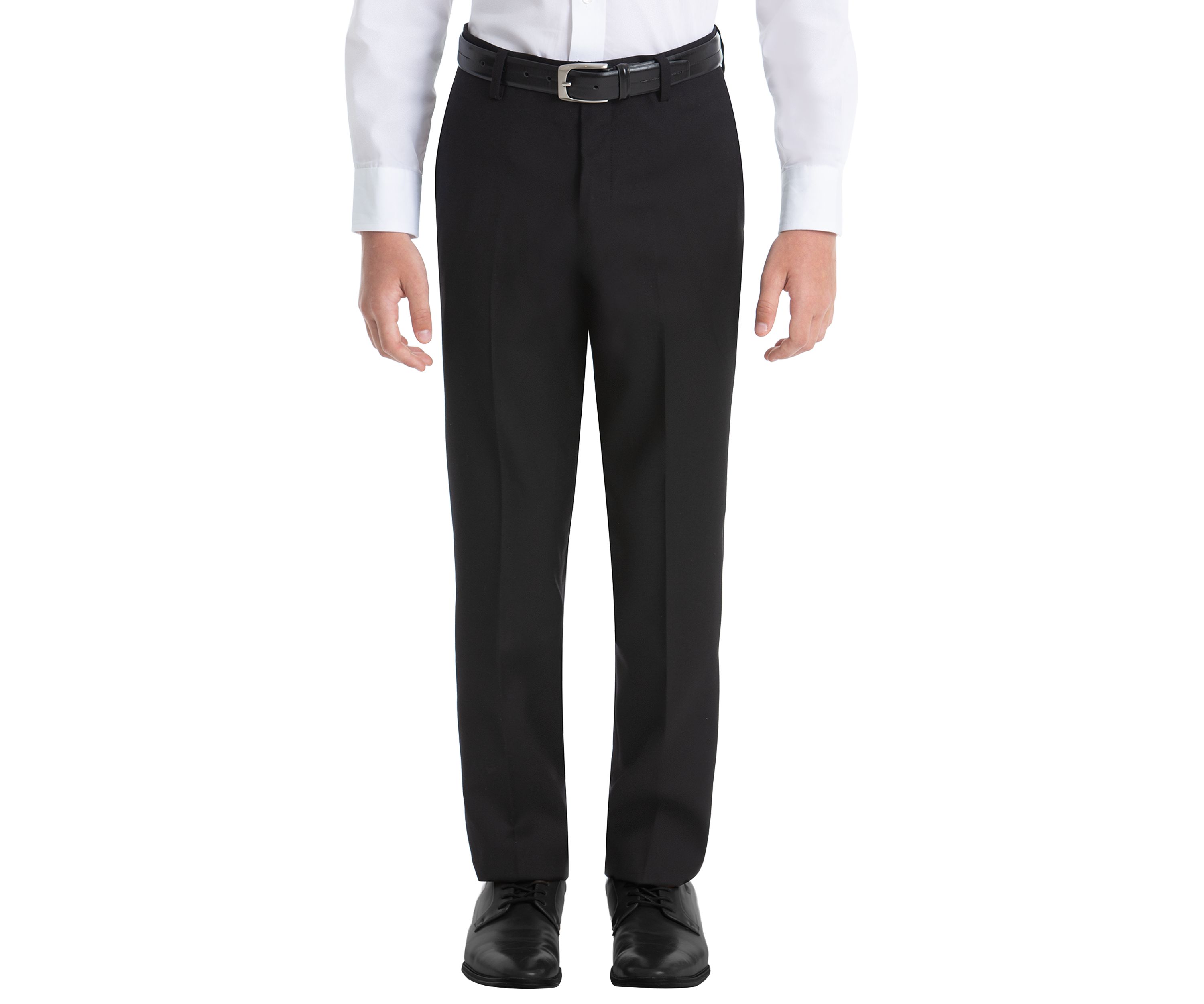 Boys 8-20 Plain Black Wool Straight Pants