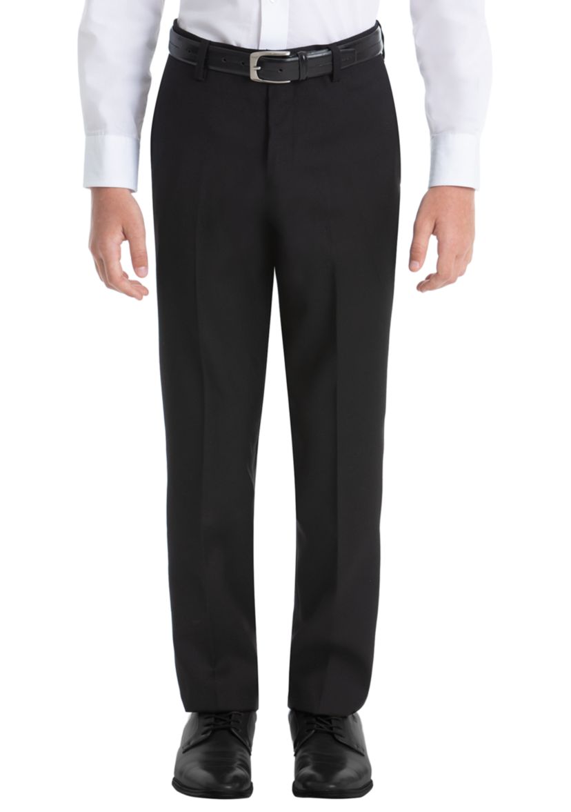 Boys 8-20 Plain Black Wool Straight Pants