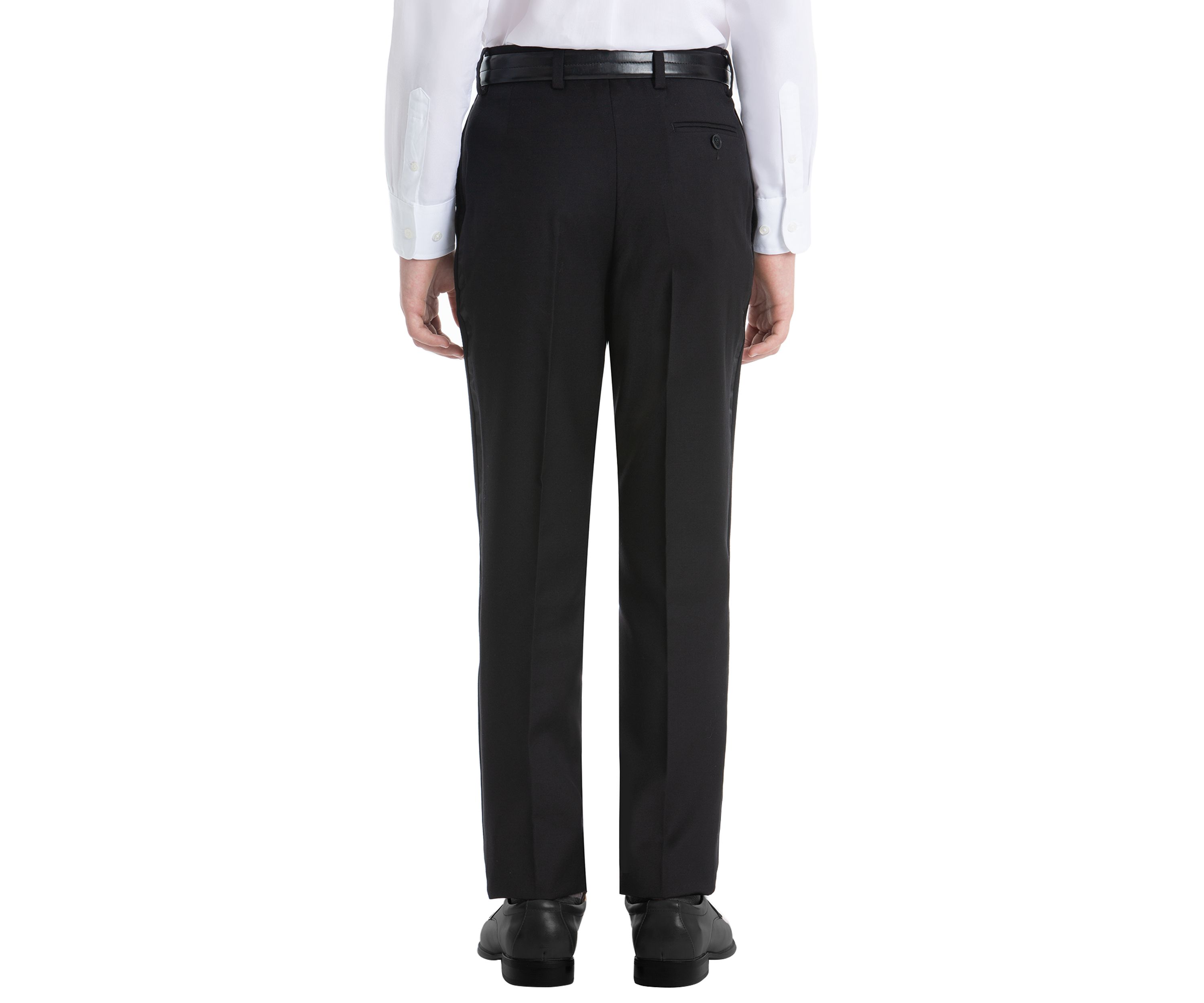 Boys 8-20 Plain Black Wool Straight Pants