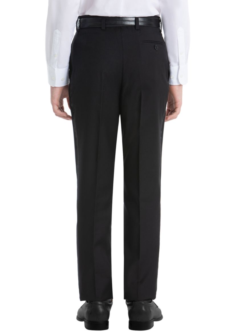 Boys 8-20 Plain Black Wool Straight Pants
