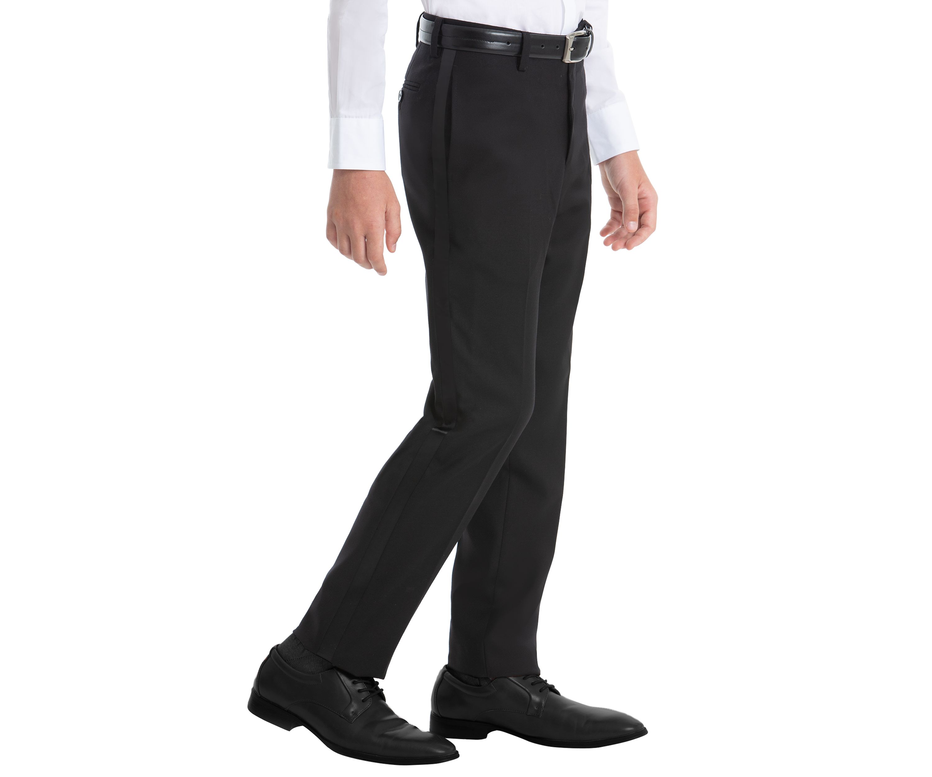 Boys 8-20 Plain Black Wool Straight Pants