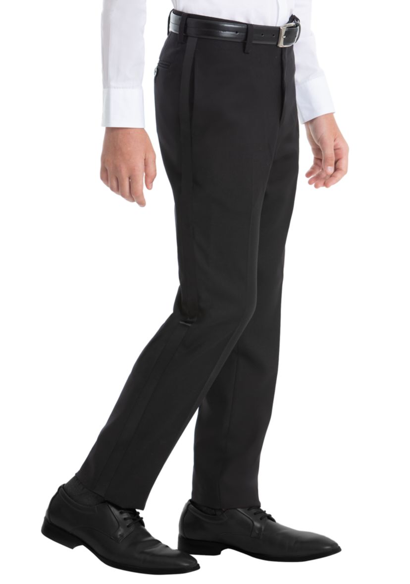 Boys 8-20 Plain Black Wool Straight Pants