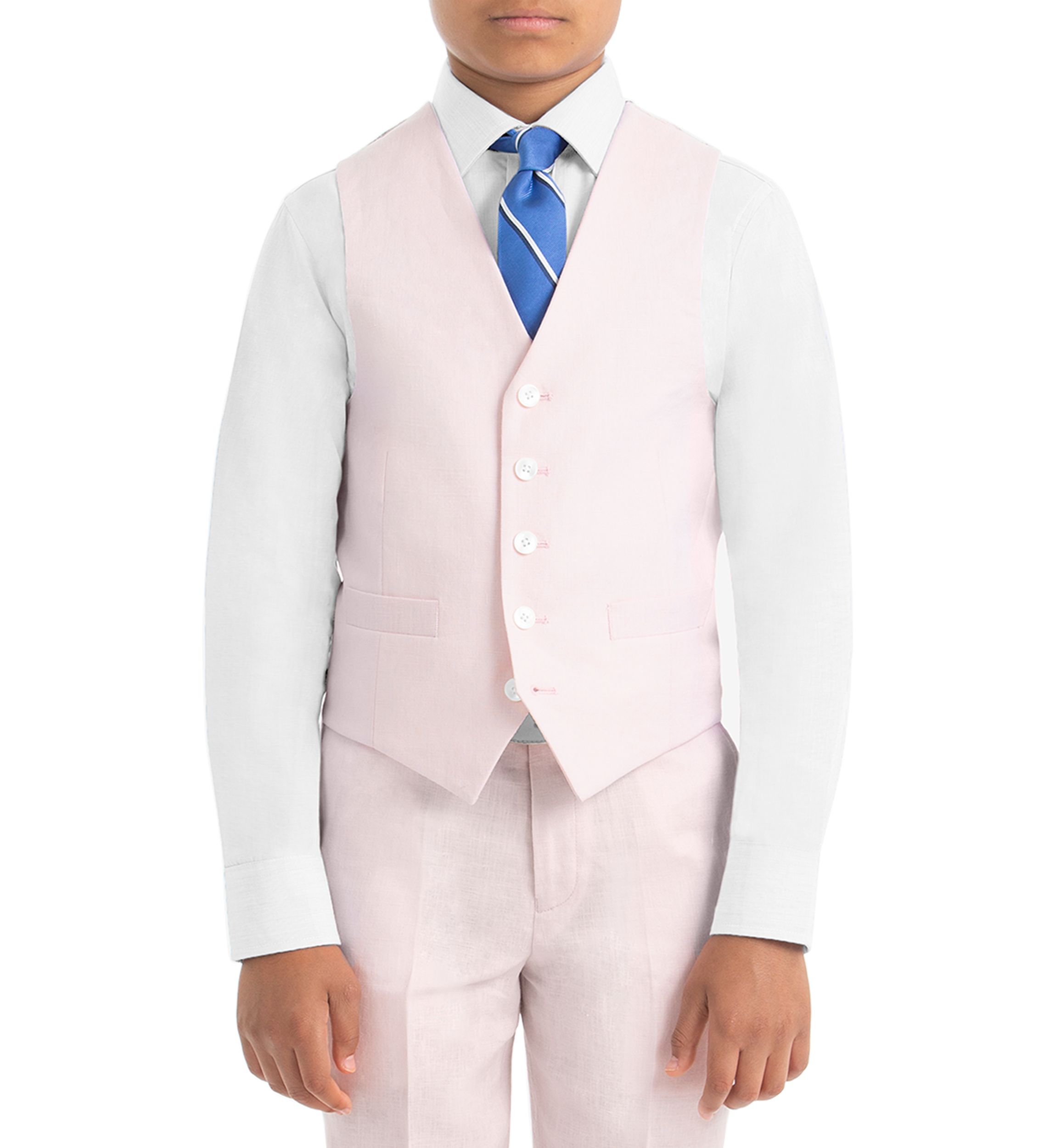 Boys 8-20 Plain Pink Linen Vest