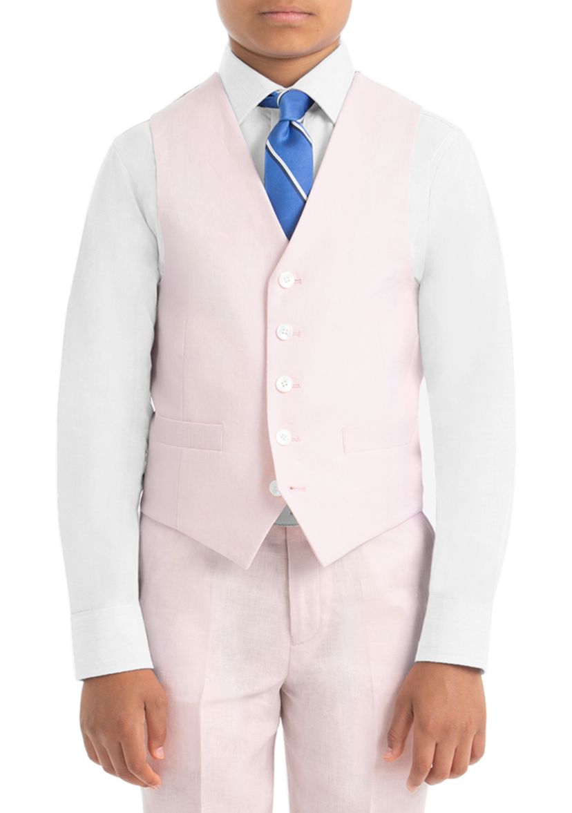 Boys 8-20 Plain Pink Linen Vest
