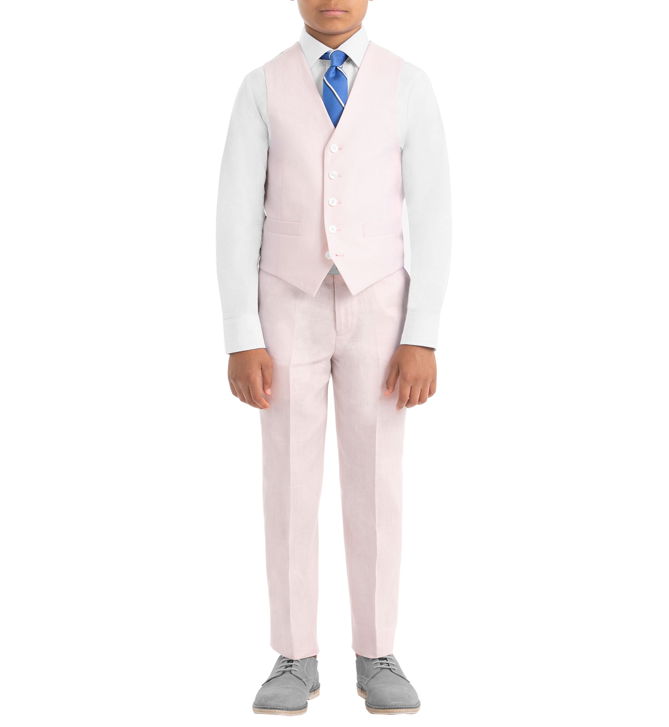 Boys 8-20 Plain Pink Linen Vest