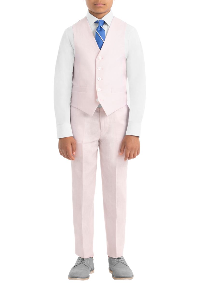 Boys 8-20 Plain Pink Linen Vest