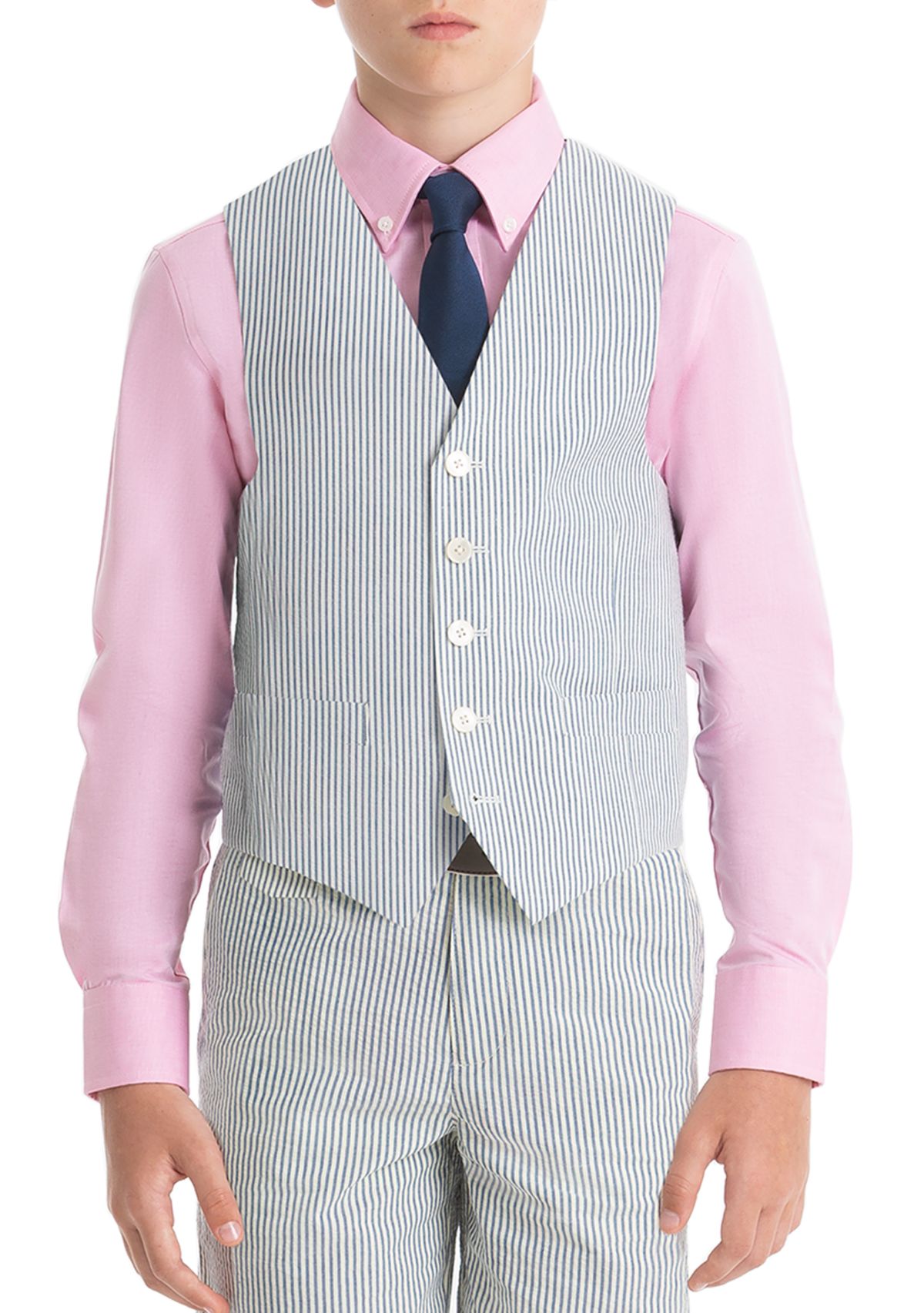 Boys 8-20 Blue Stripe Cotton Vest