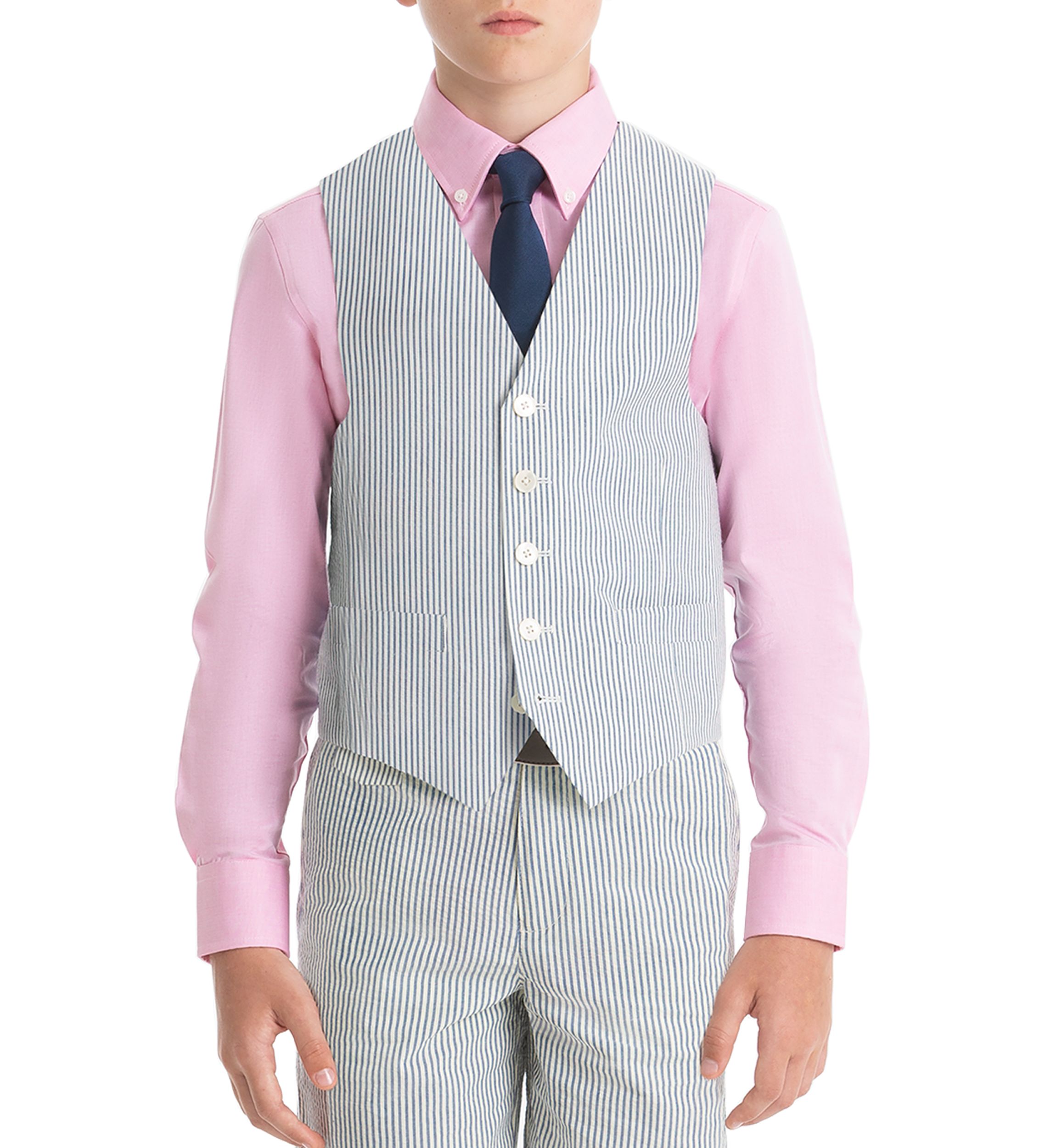 Boys 8-20 Blue Stripe Cotton Vest