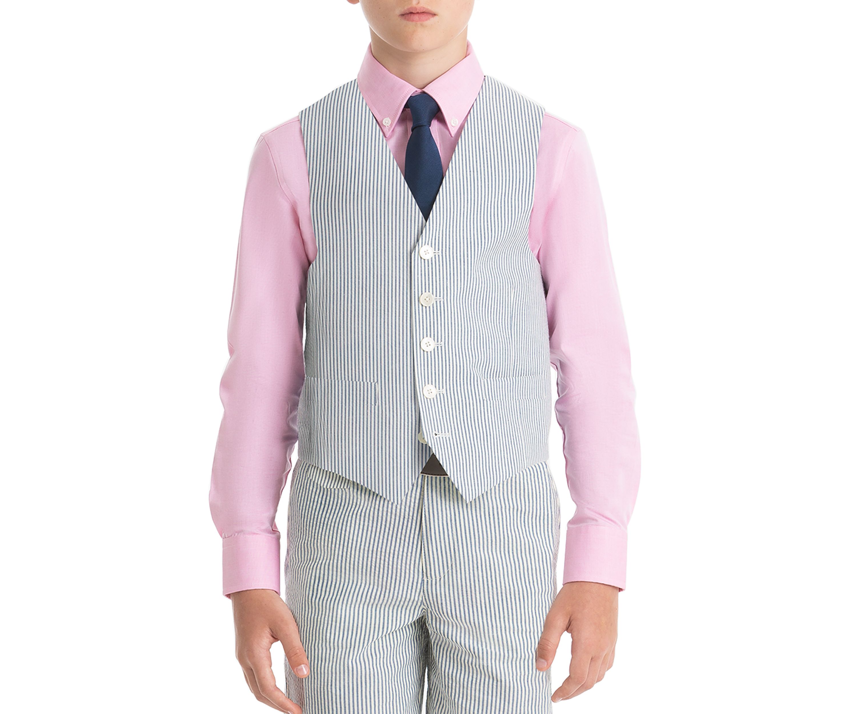 Boys 8-20 Blue Stripe Cotton Vest