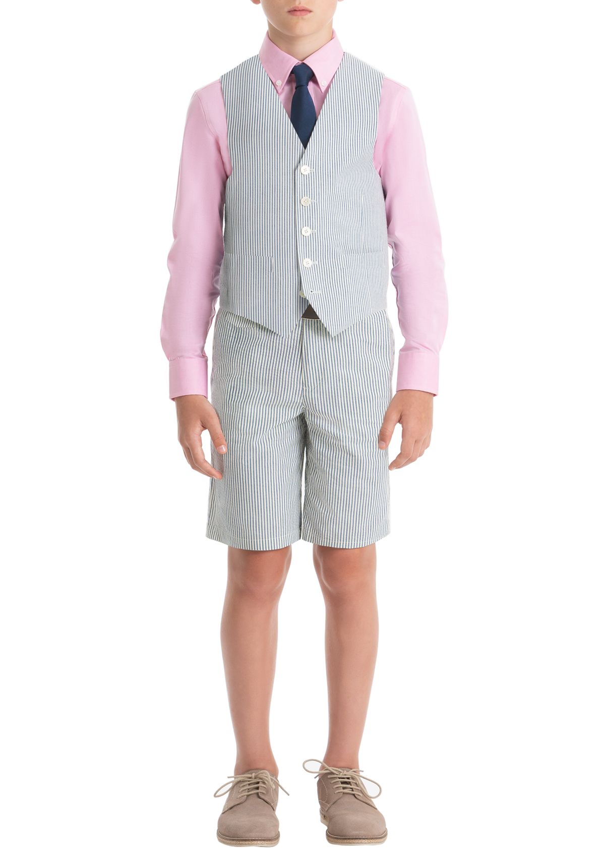 Boys 8-20 Blue Stripe Cotton Vest