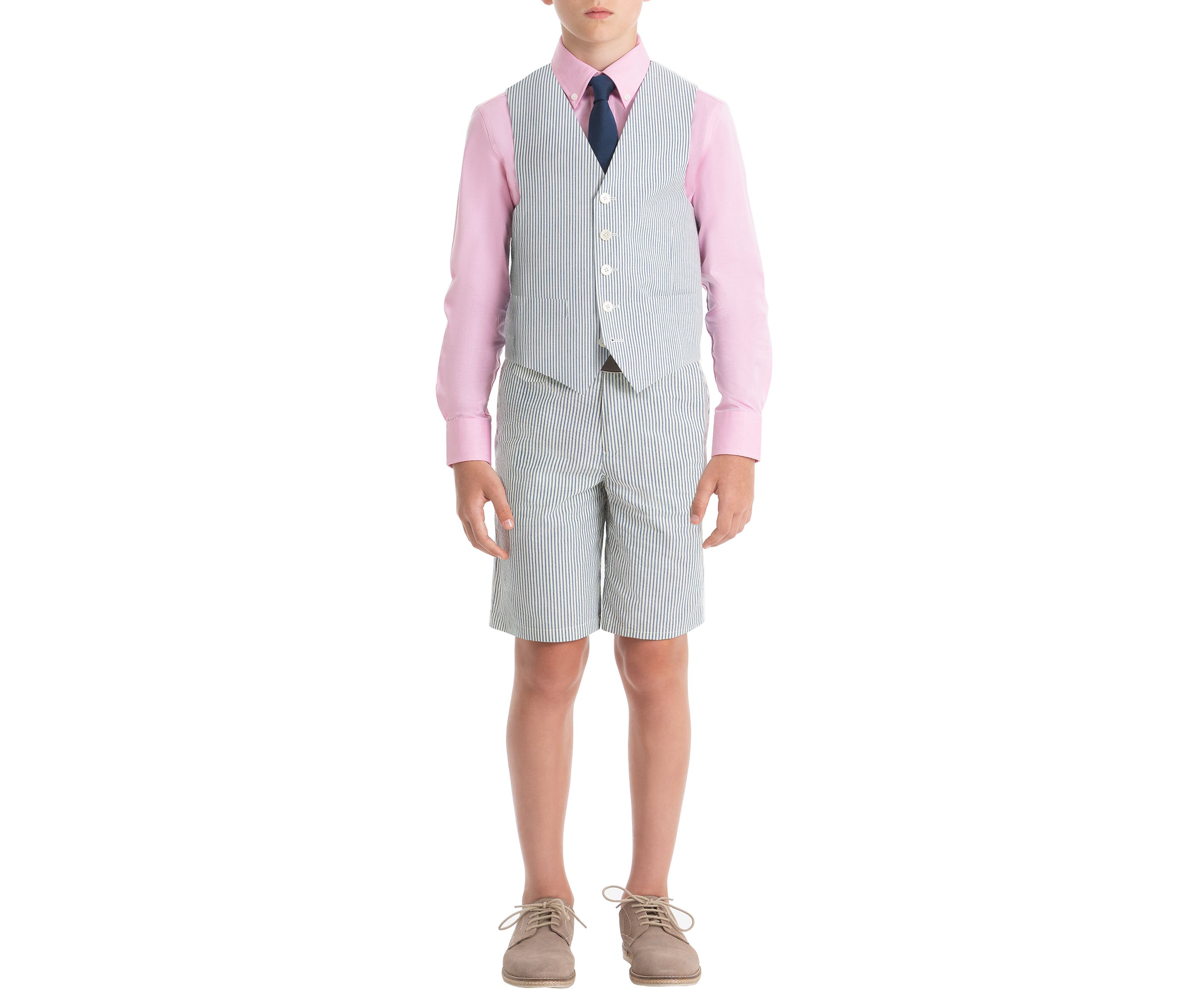 Boys 8-20 Blue Stripe Cotton Vest