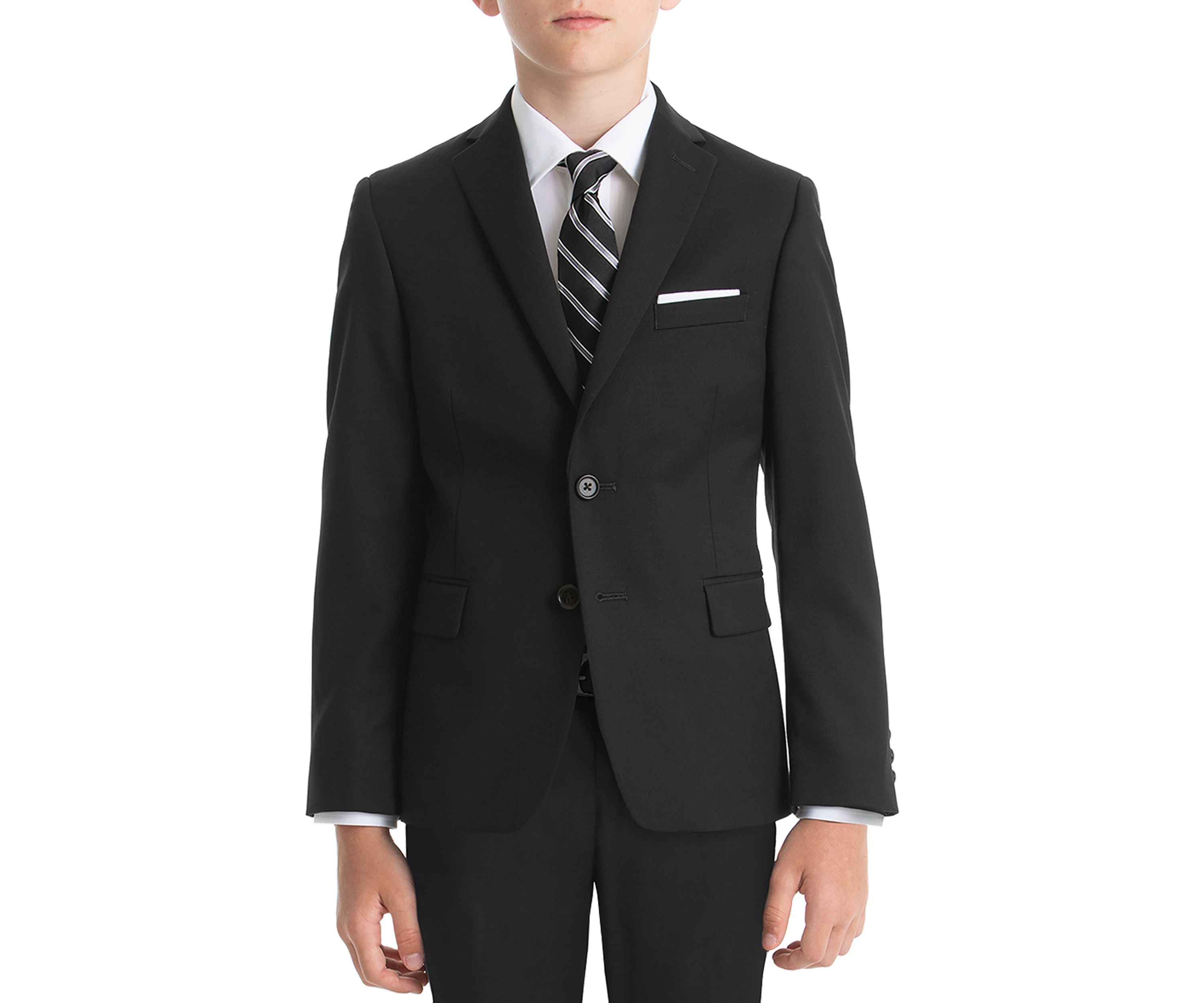 Boys 8-20 Black Solid Wool Natural Stretch Jacket