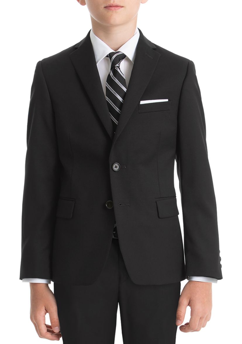 Boys 8-20 Black Solid Wool Natural Stretch Jacket