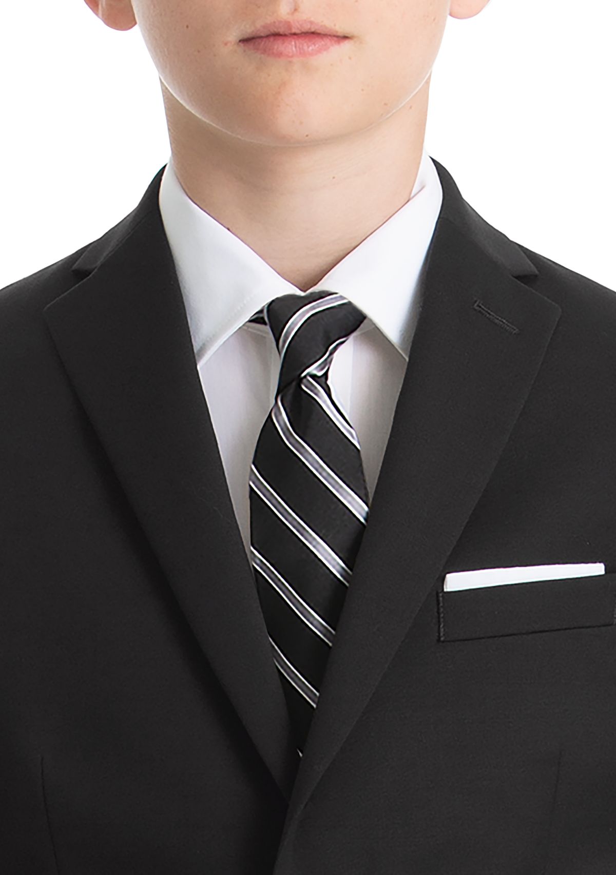 Boys 8-20 Black Solid Wool Natural Stretch Jacket