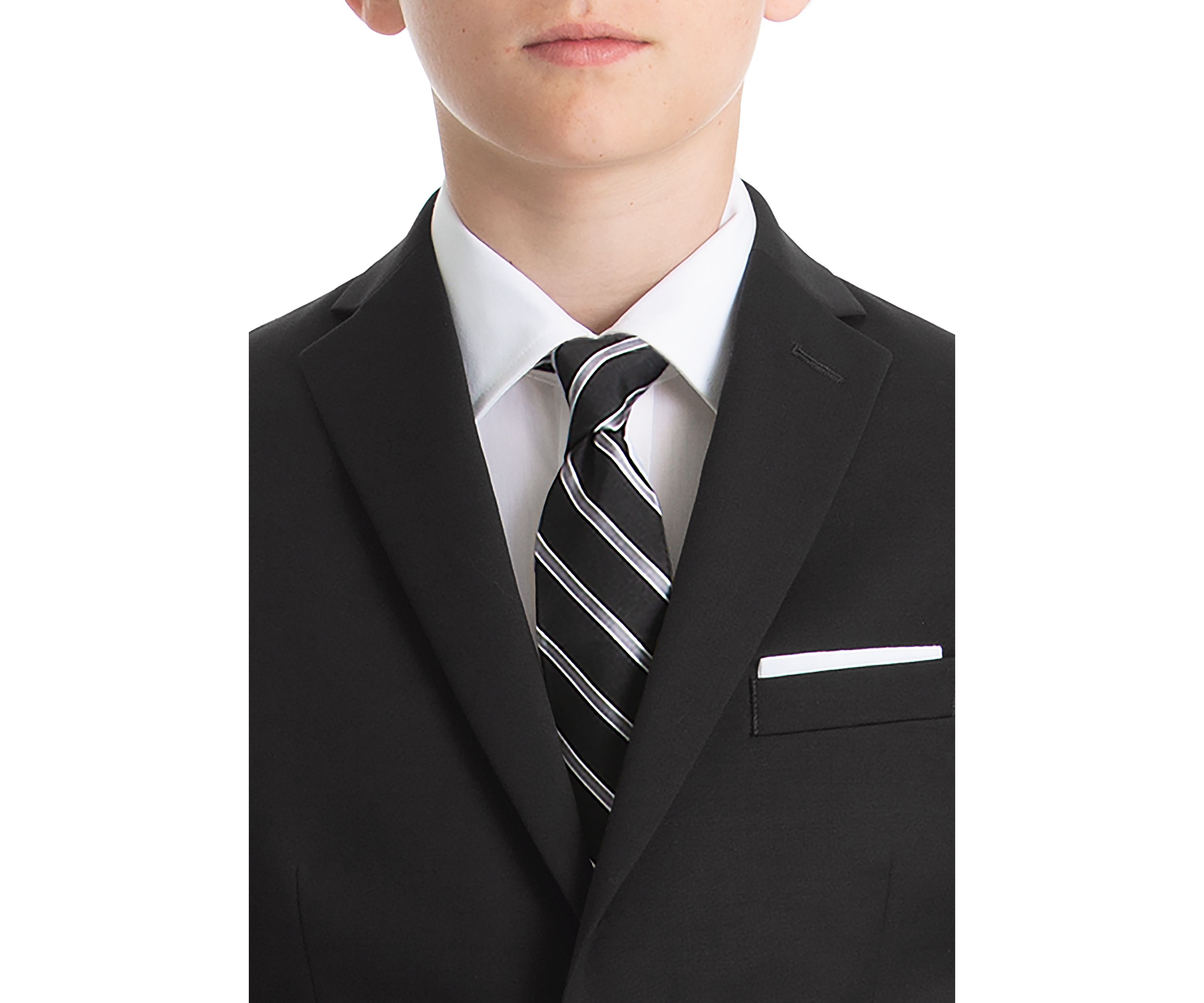 Boys 8-20 Black Solid Wool Natural Stretch Jacket