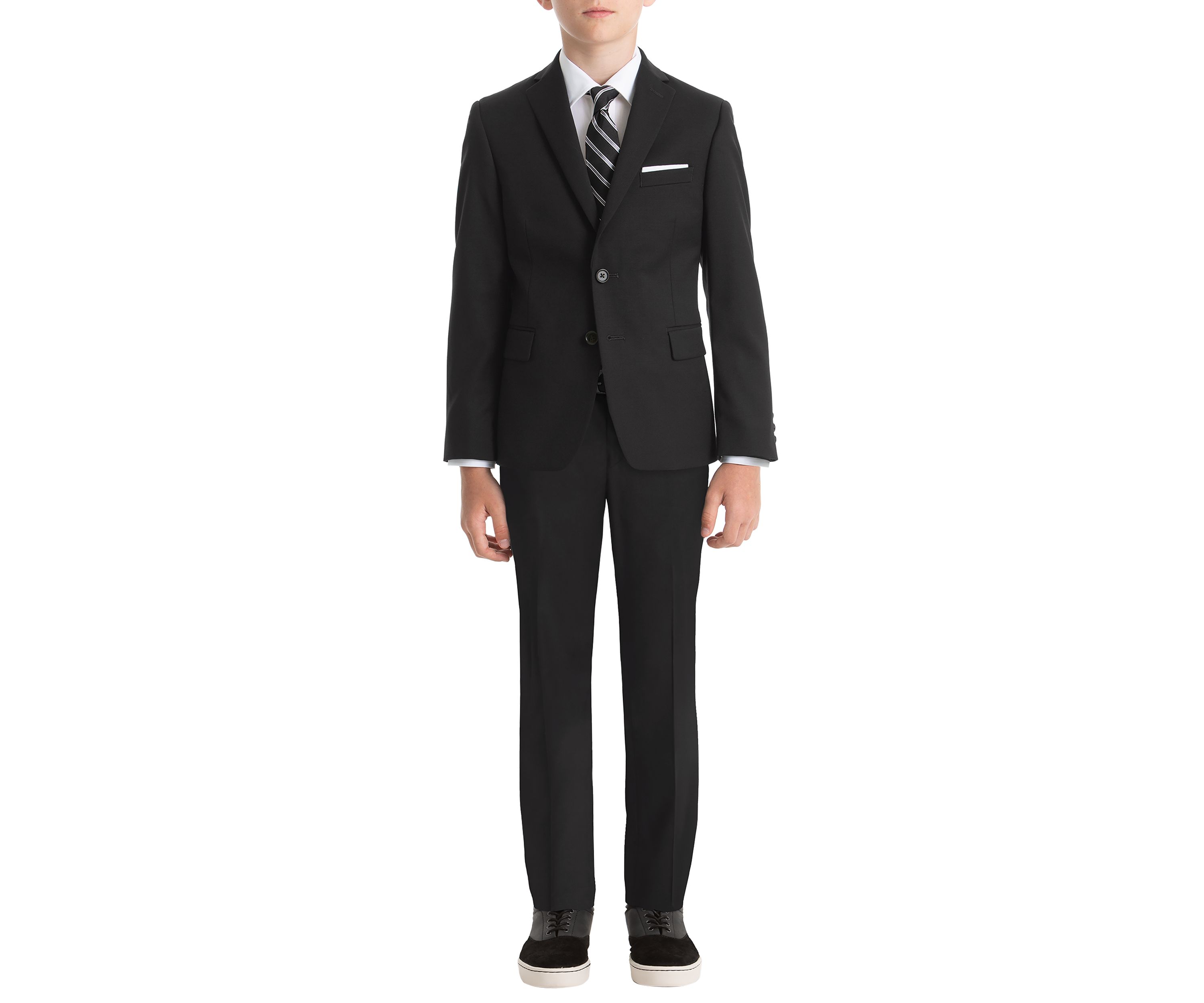 Boys 8-20 Black Solid Wool Natural Stretch Jacket