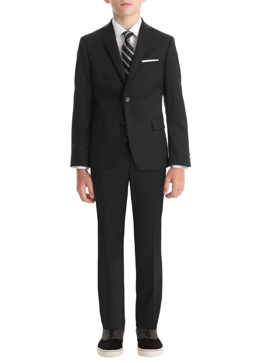 Boys 8-20 Black Solid Wool Natural Stretch Jacket