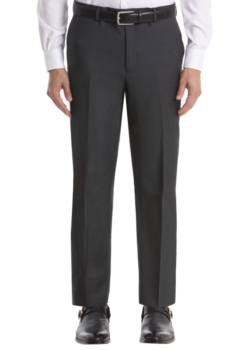 Solid Gray Wool Straight Suit Separate Pants 