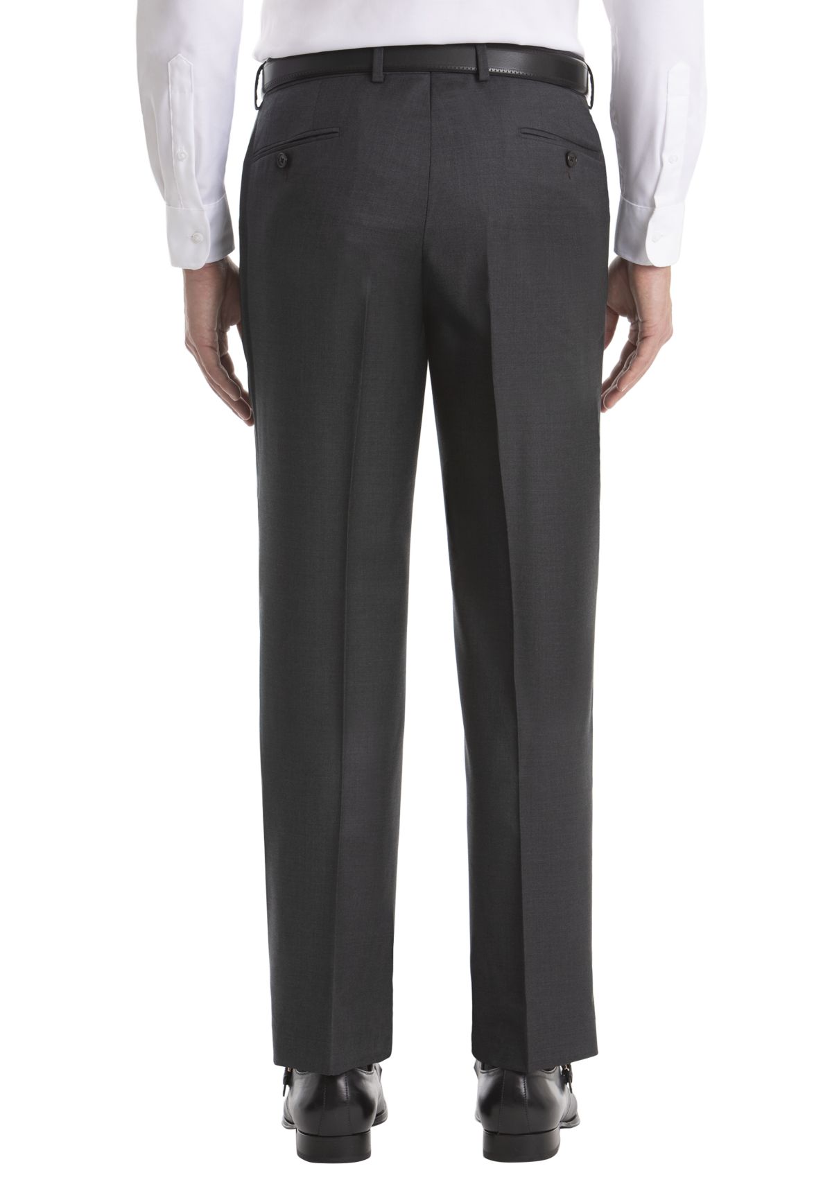 Solid Gray Wool Straight Suit Separate Pants 