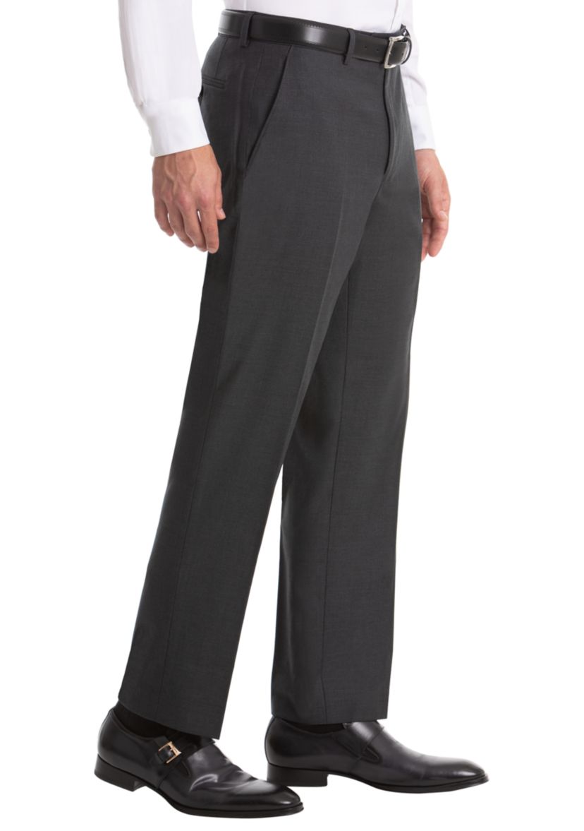 Solid Gray Wool Straight Suit Separate Pants 