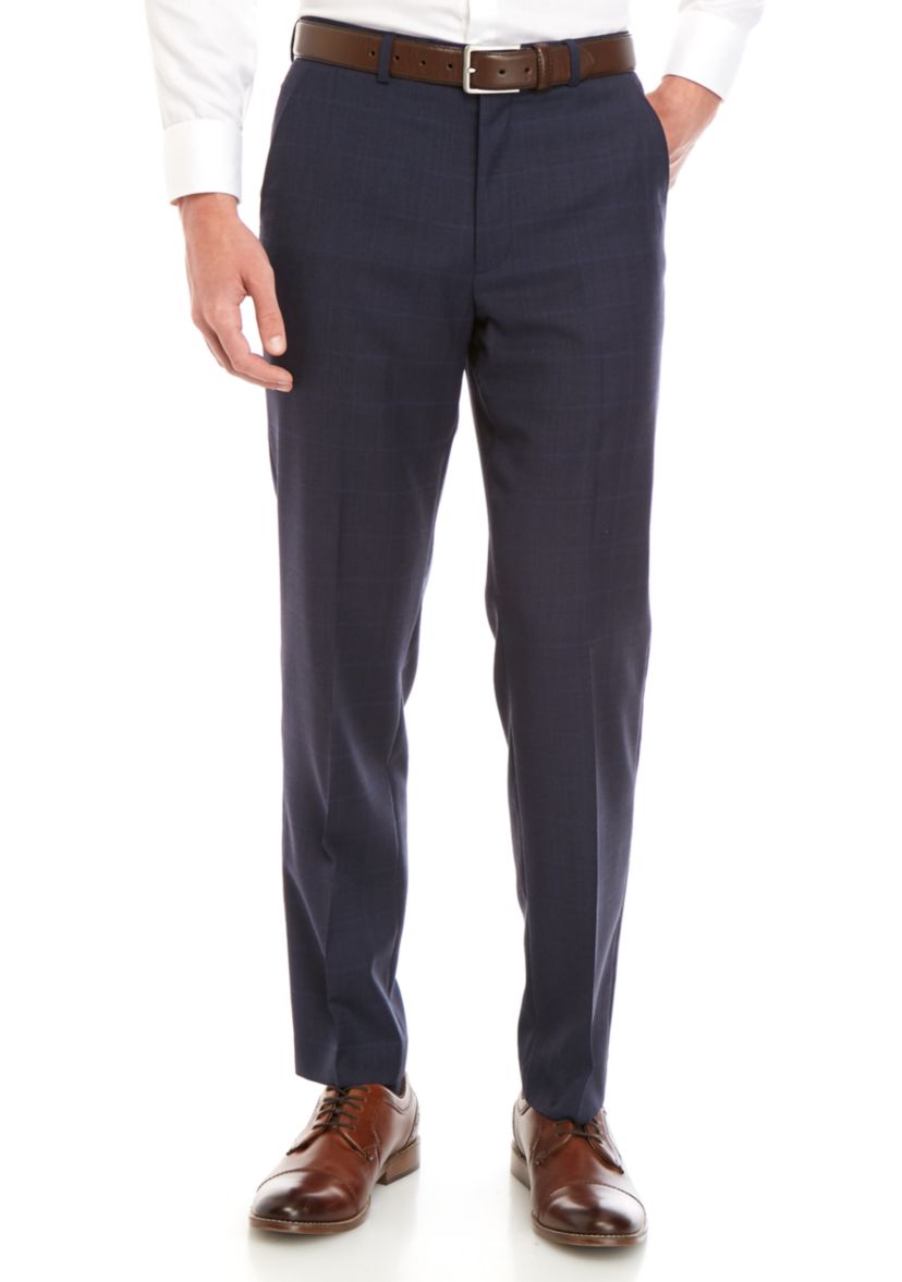 Blue Plaid Dress Pants