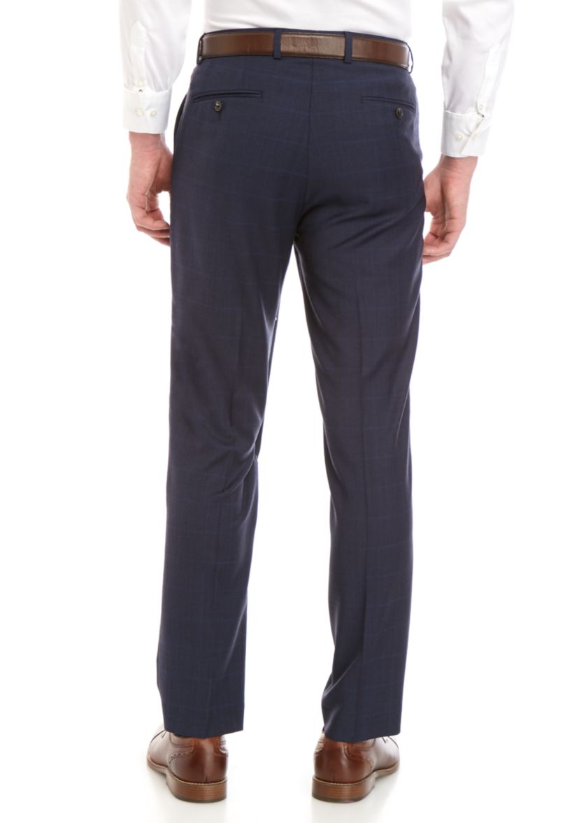 Blue Plaid Dress Pants