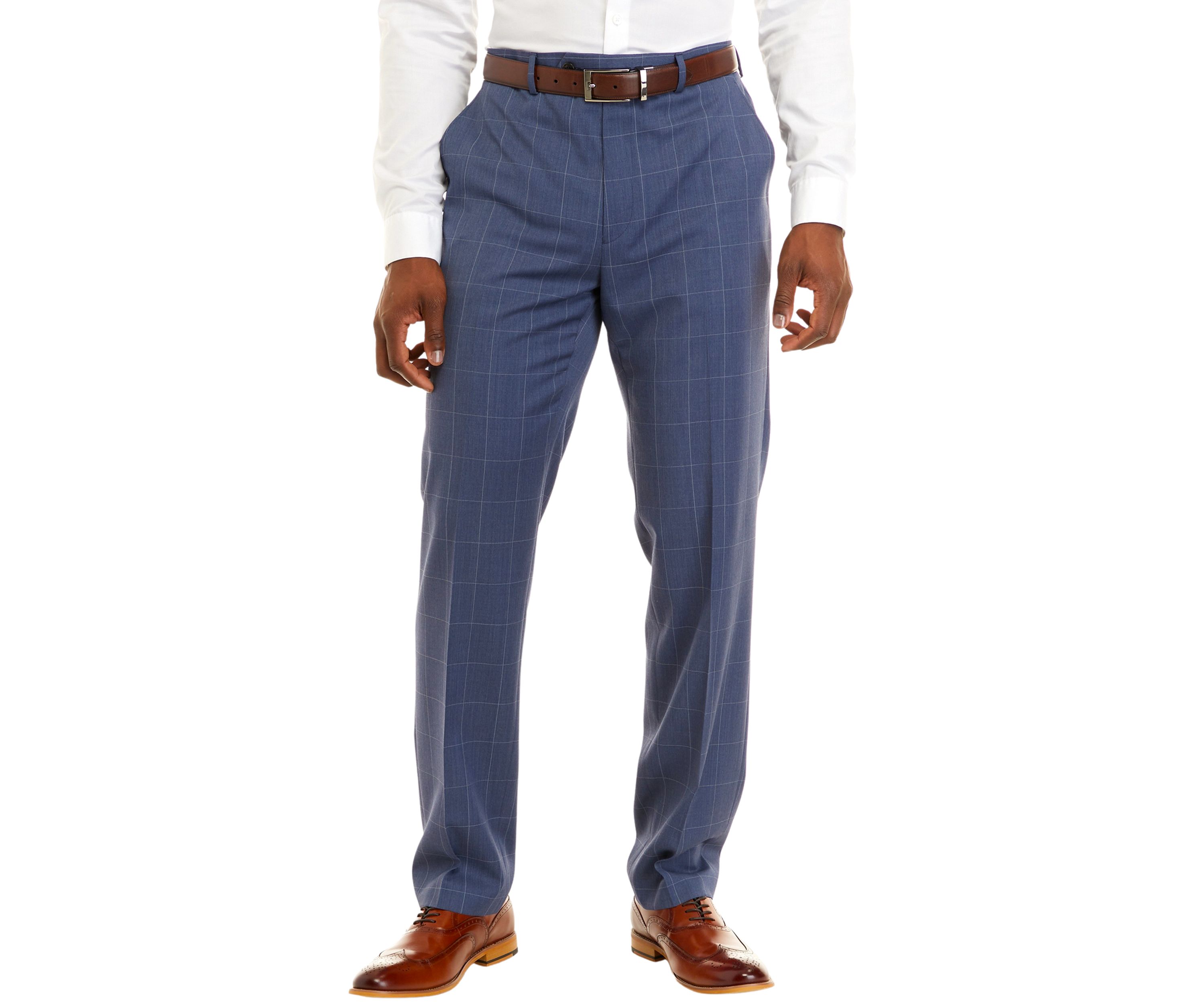 Mens Blue Windowpane Pants 