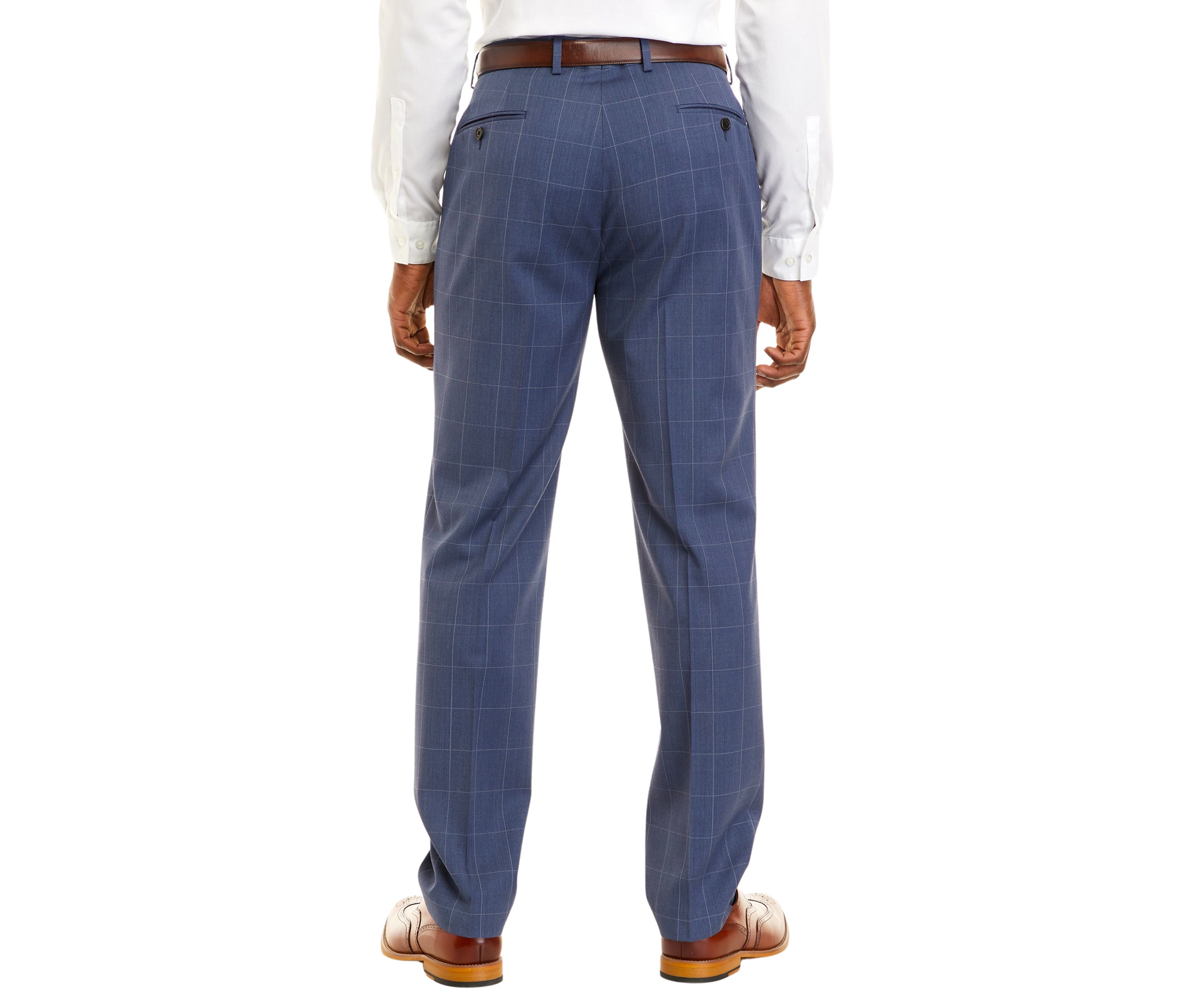 Mens Blue Windowpane Pants 