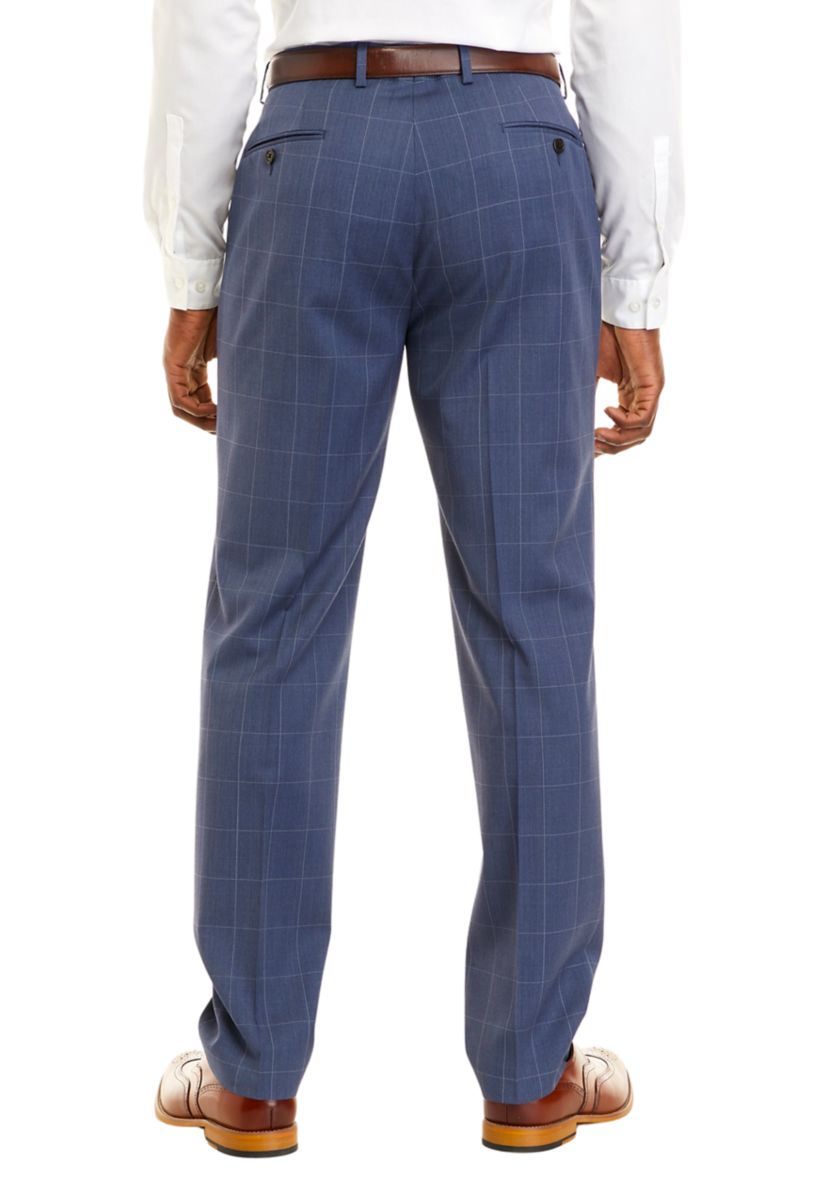 Mens Blue Windowpane Pants 