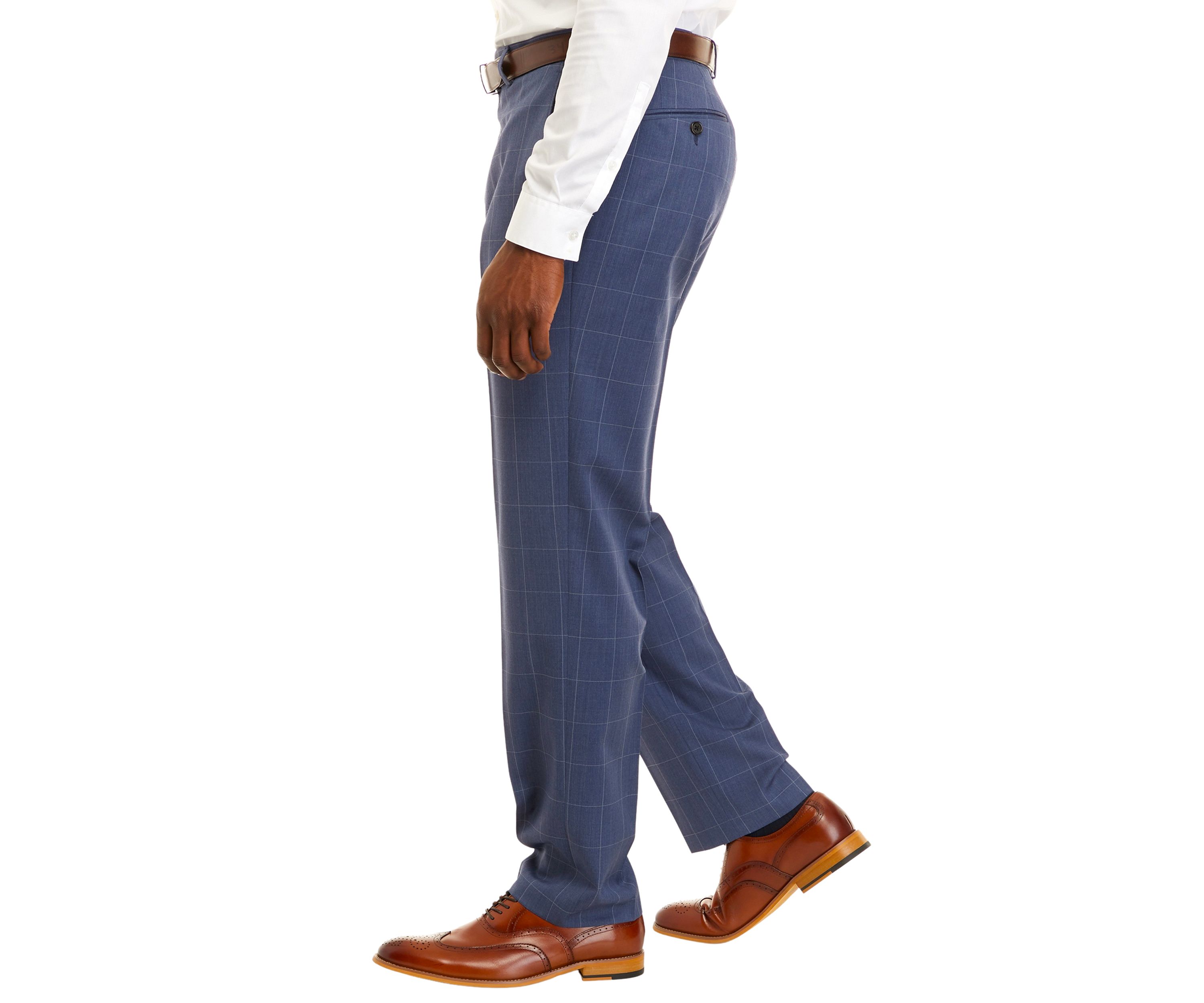 Mens Blue Windowpane Pants 