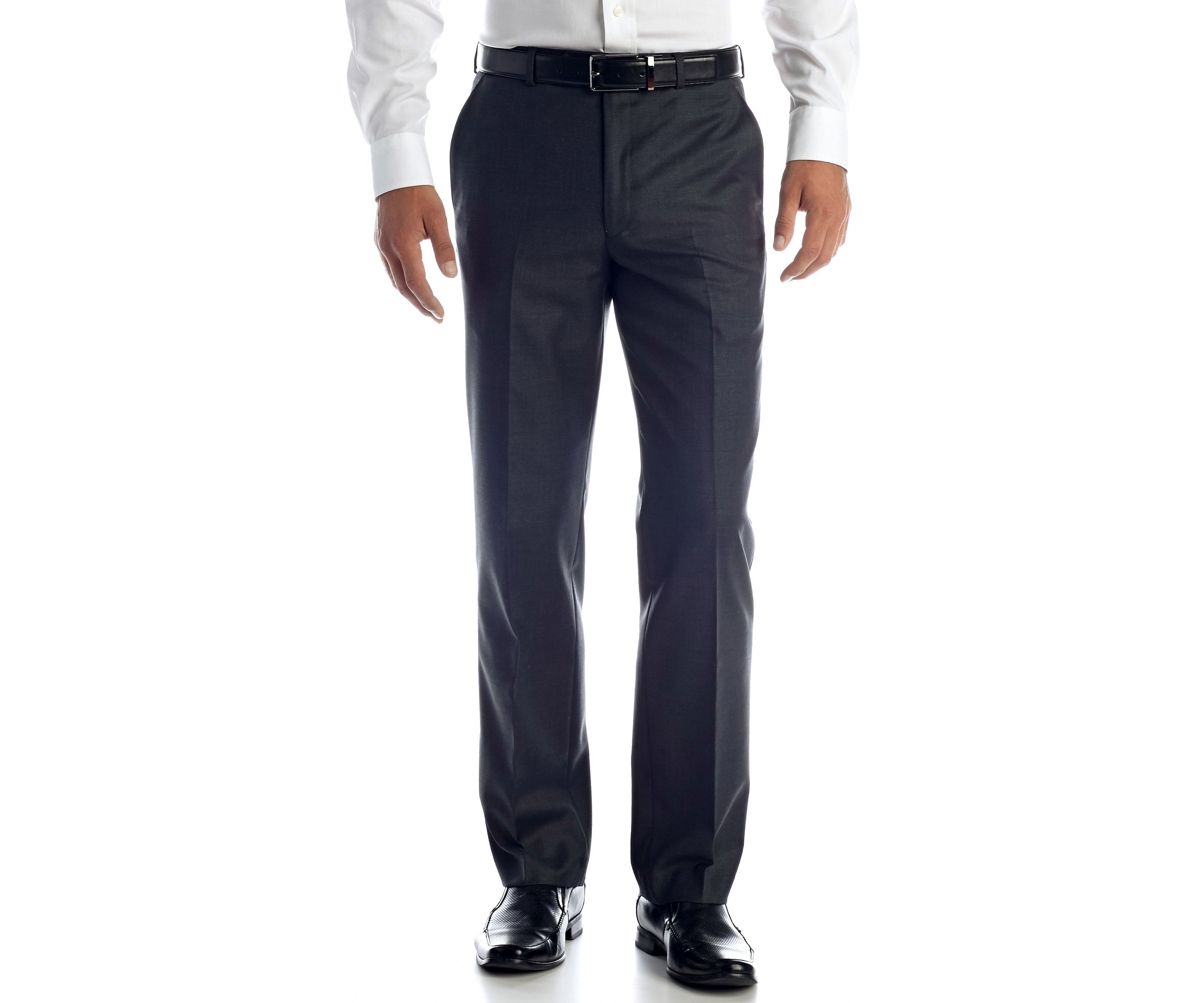 Classic Fit Flat Front Charcoal Pants